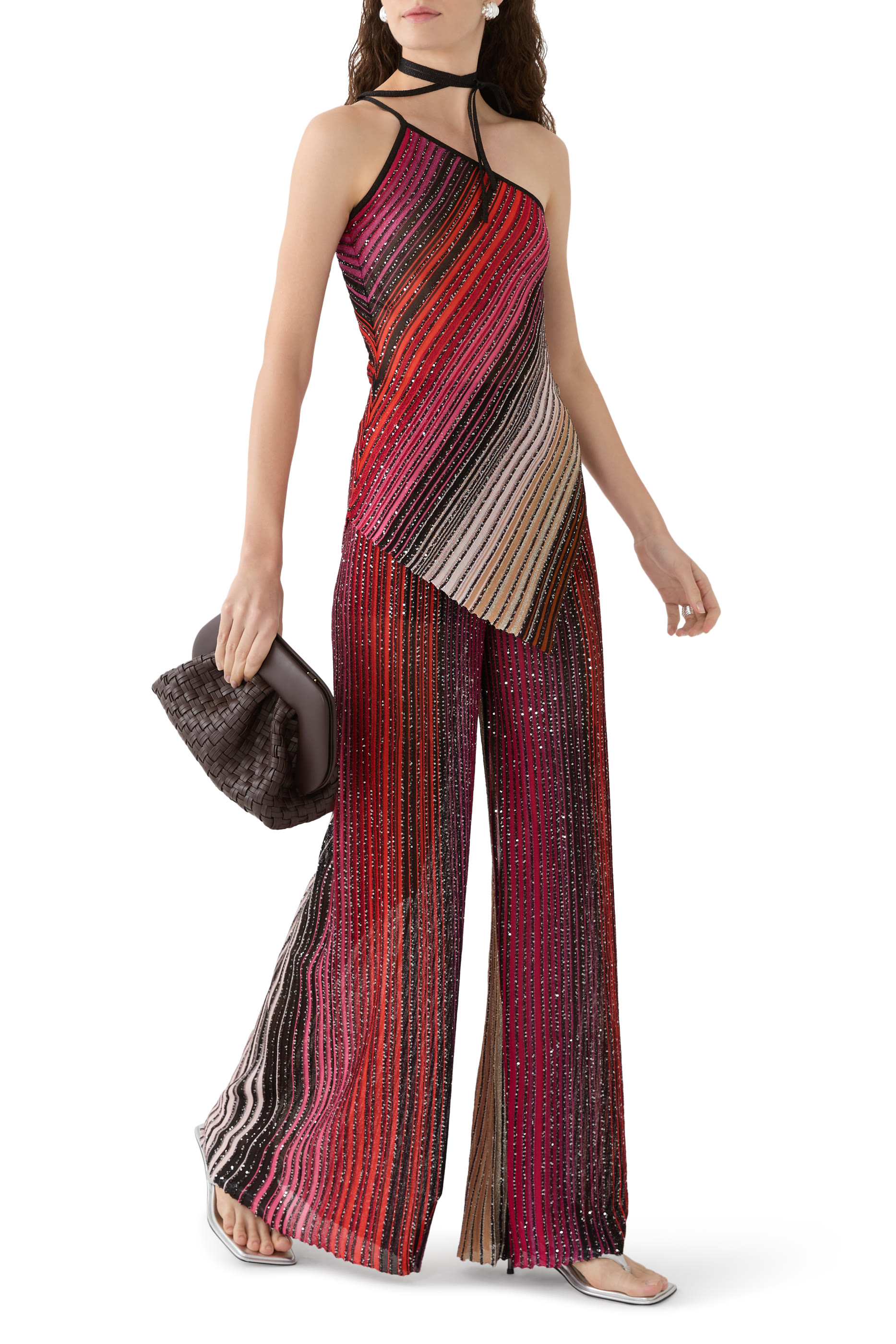 بنطال بقصة ساق مستقيمة مطرز بترتر