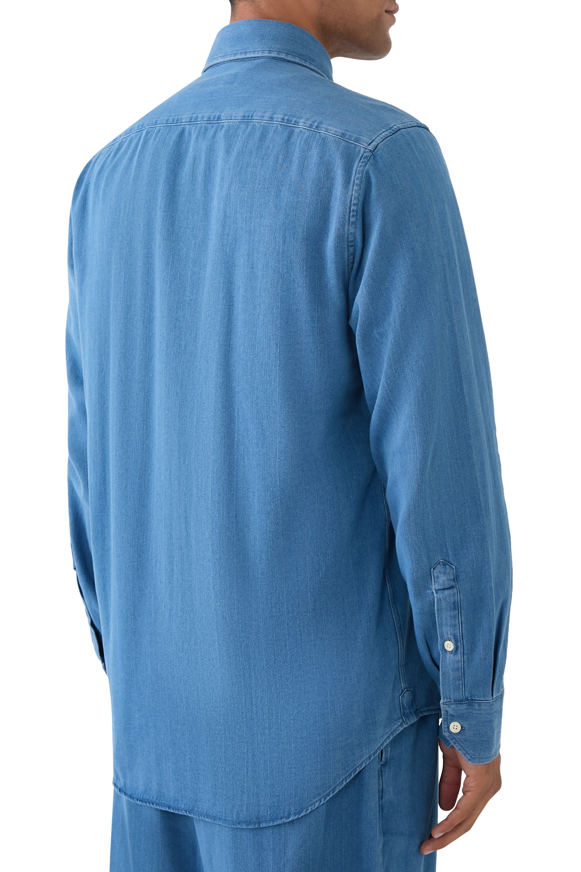 قميص دنيم إميليو بنقشة هارينغ بون