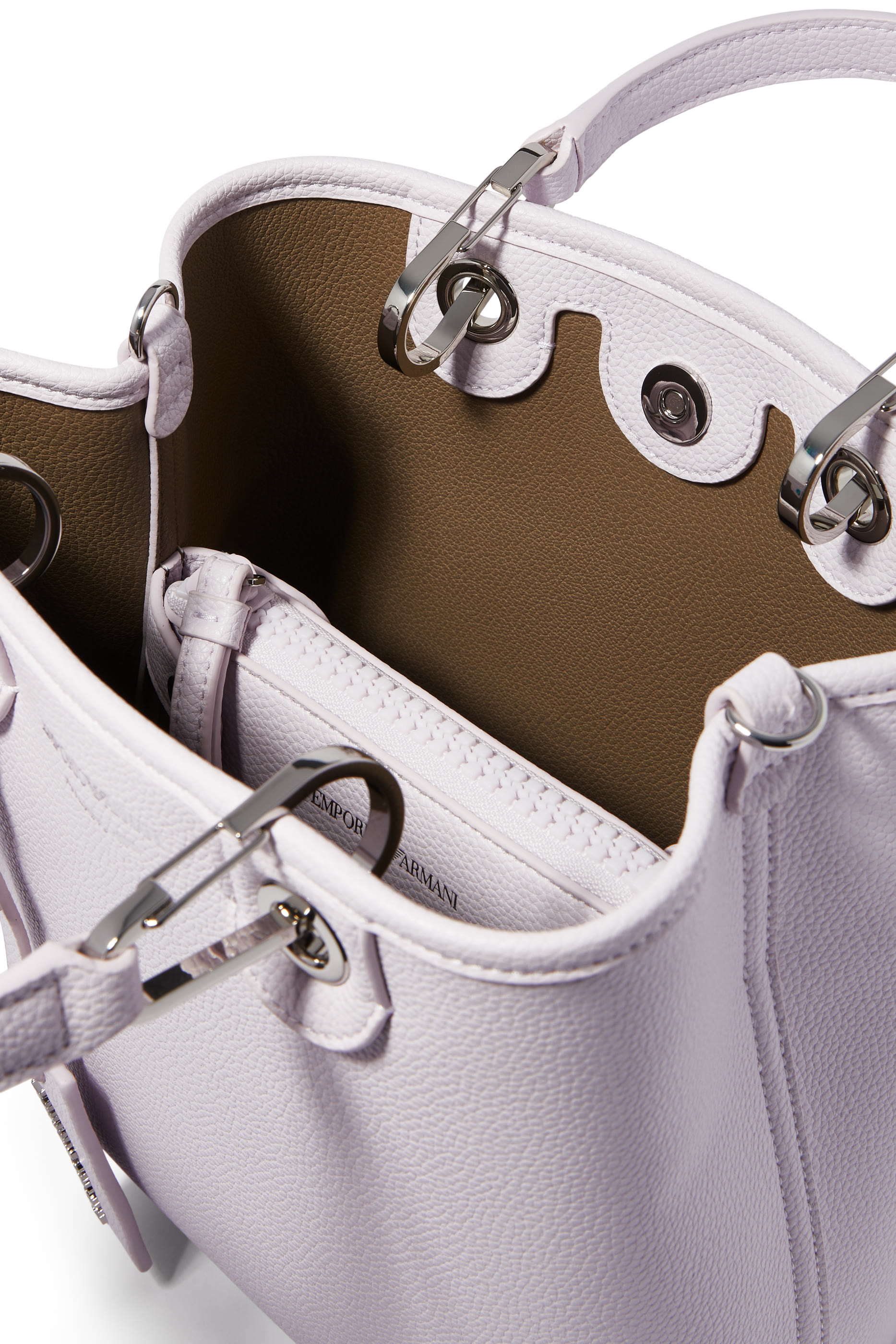 حقيبة يد بشعار الماركة بنقشة جلد غزال