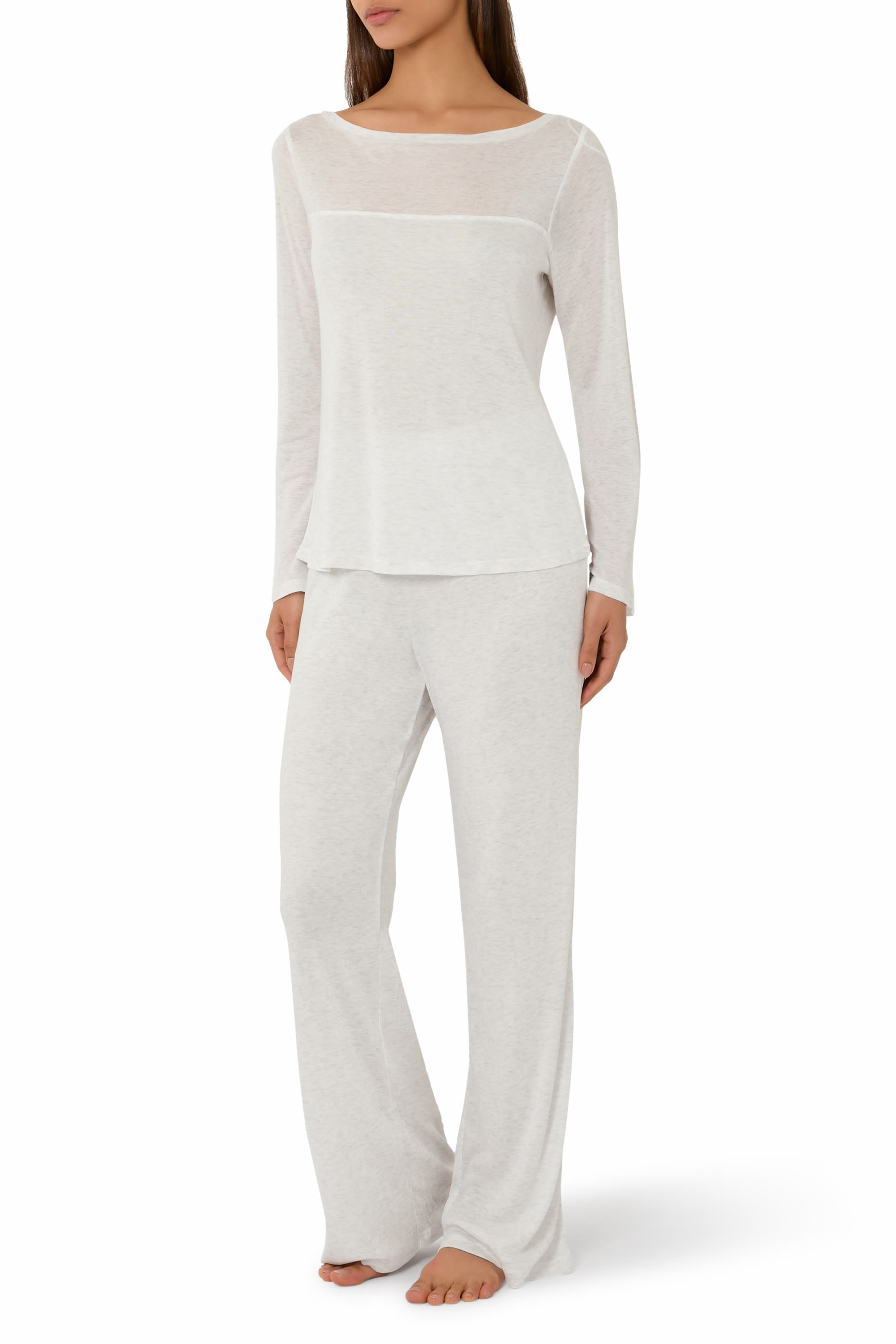 طقم بيجامة شفاف بأقسام جيرسيه