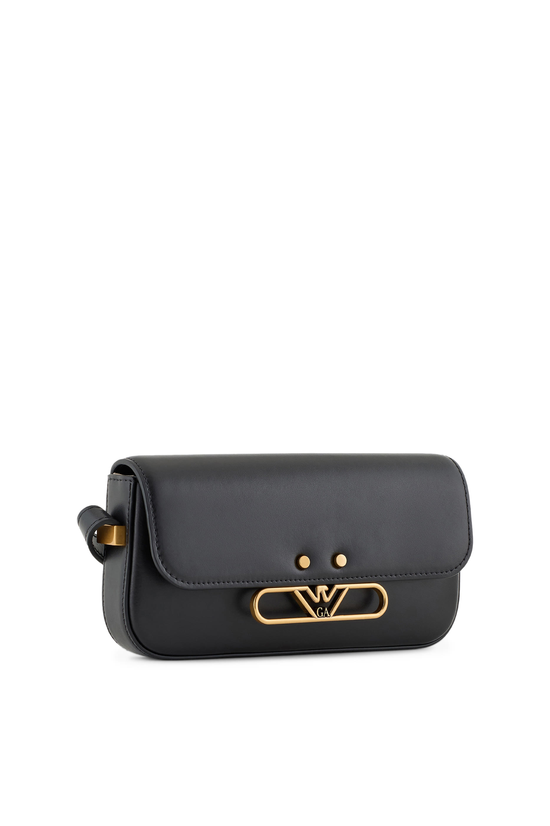 حقيبة كتف بحلية معدنية بشعار الماركة جلد ناعم