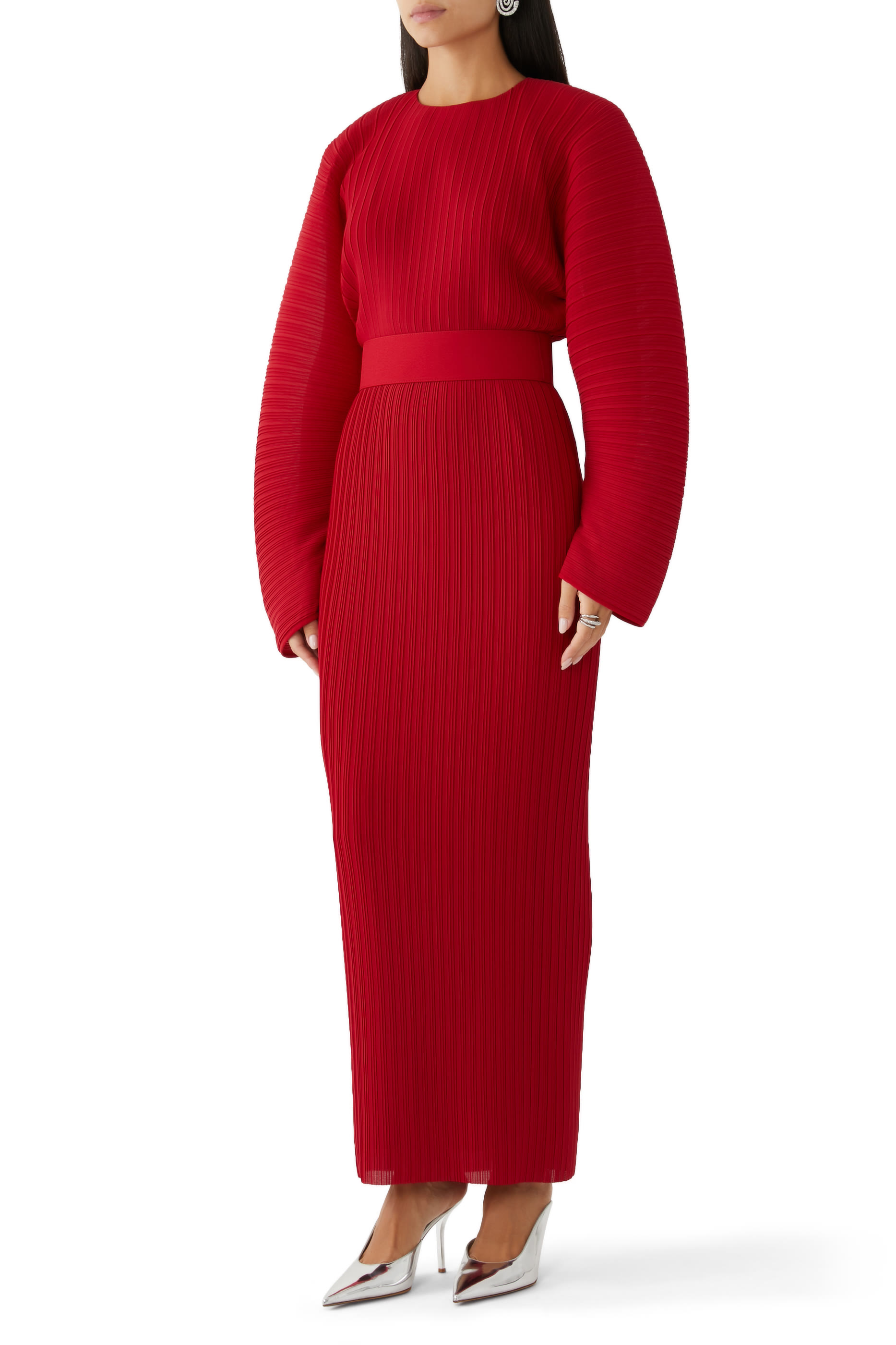 فستان ميرابل طويل بطيات