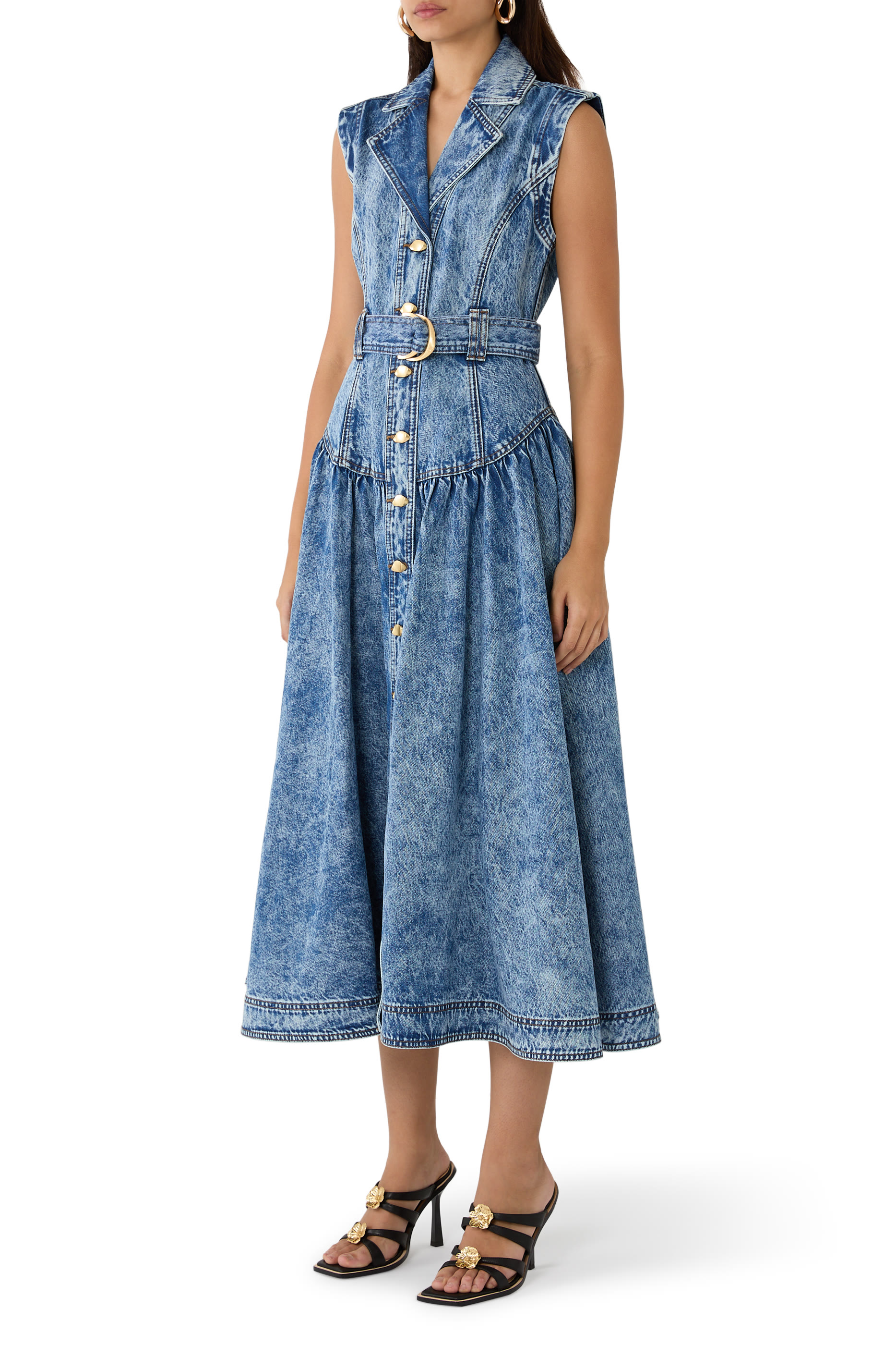 فستان أنجلينا متوسط  الطول بحزام