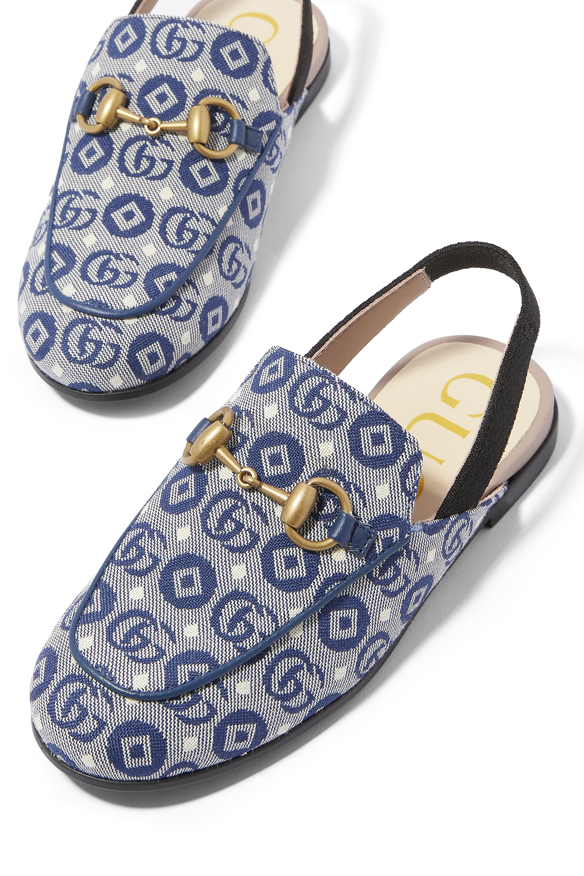 حذاء للأطفال مفتوح من الخلف بنقشة برينس تاون وحرفي شعار الماركة