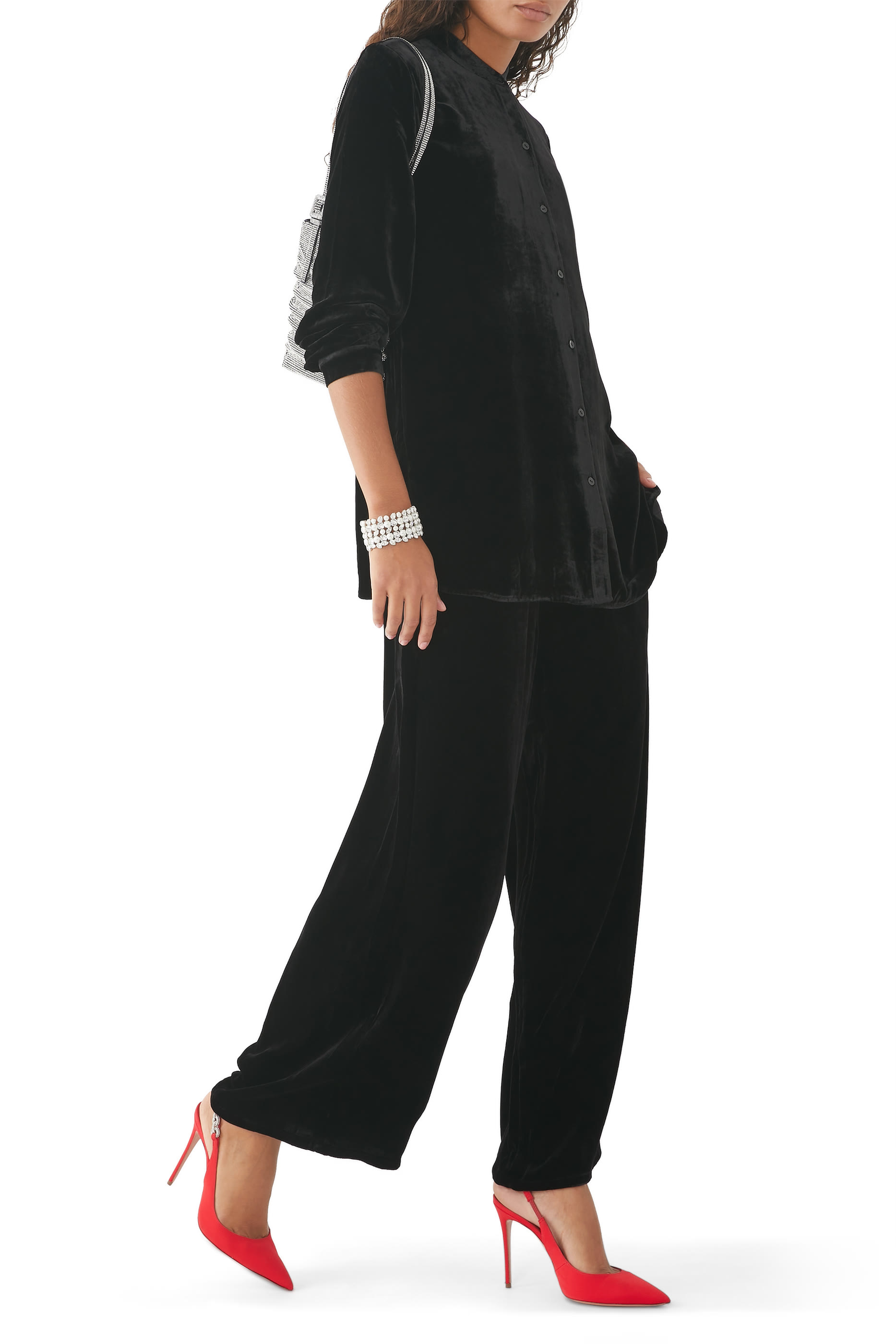 قميص طويل مخملي