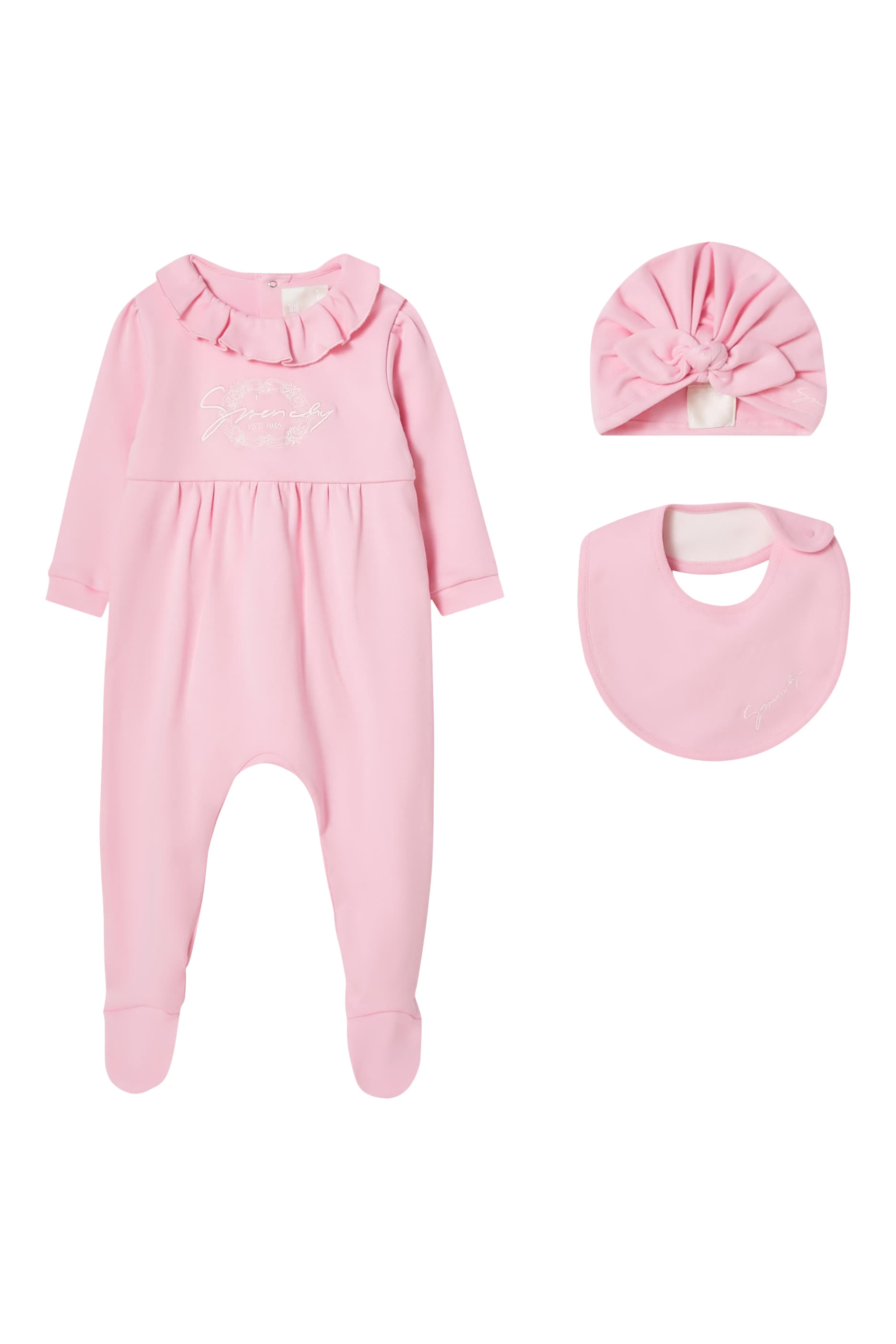 طقم بيجامة قطن، مريلة وقبعة للأطفال