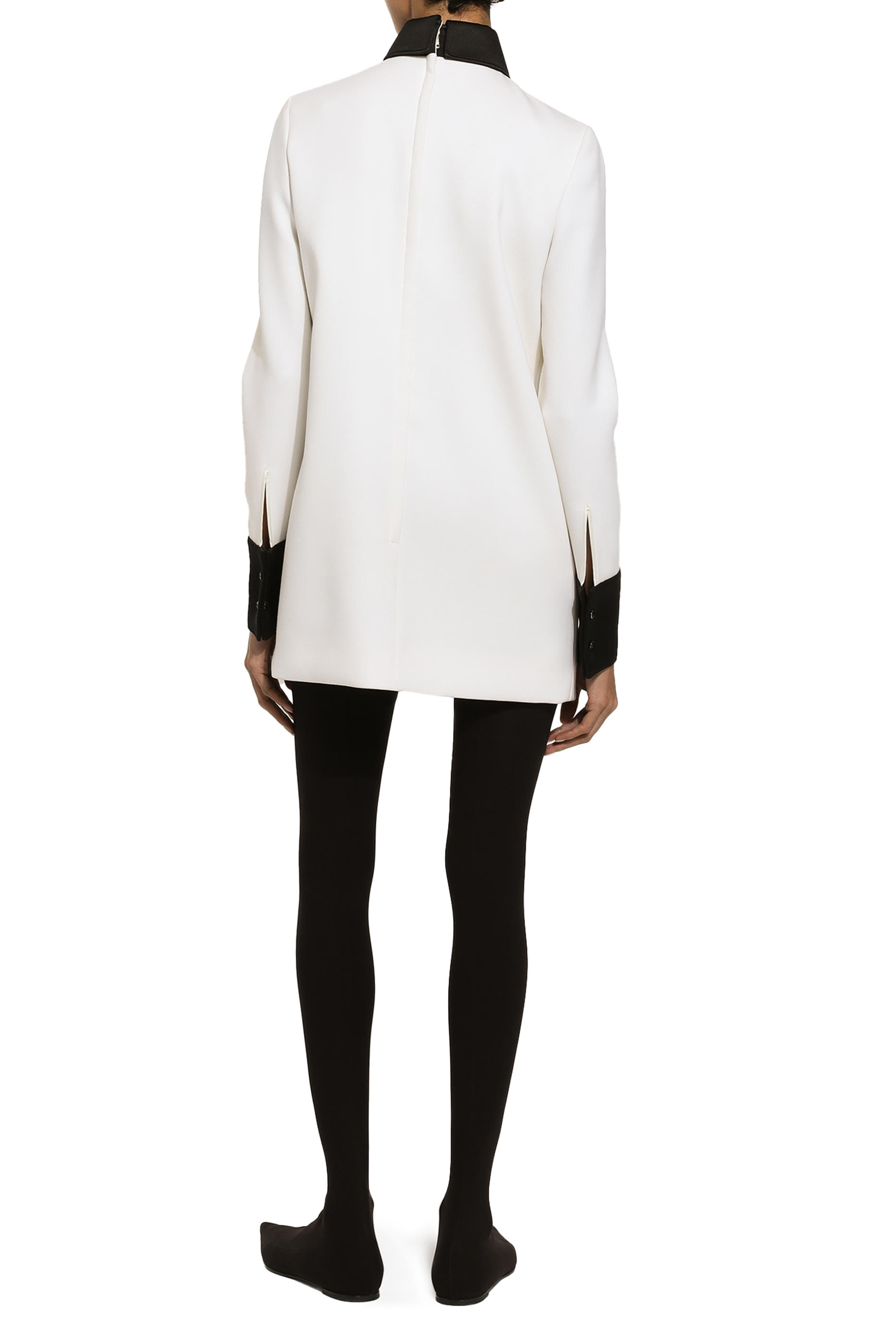 فستان قصير صوف بتفاصيل ستان