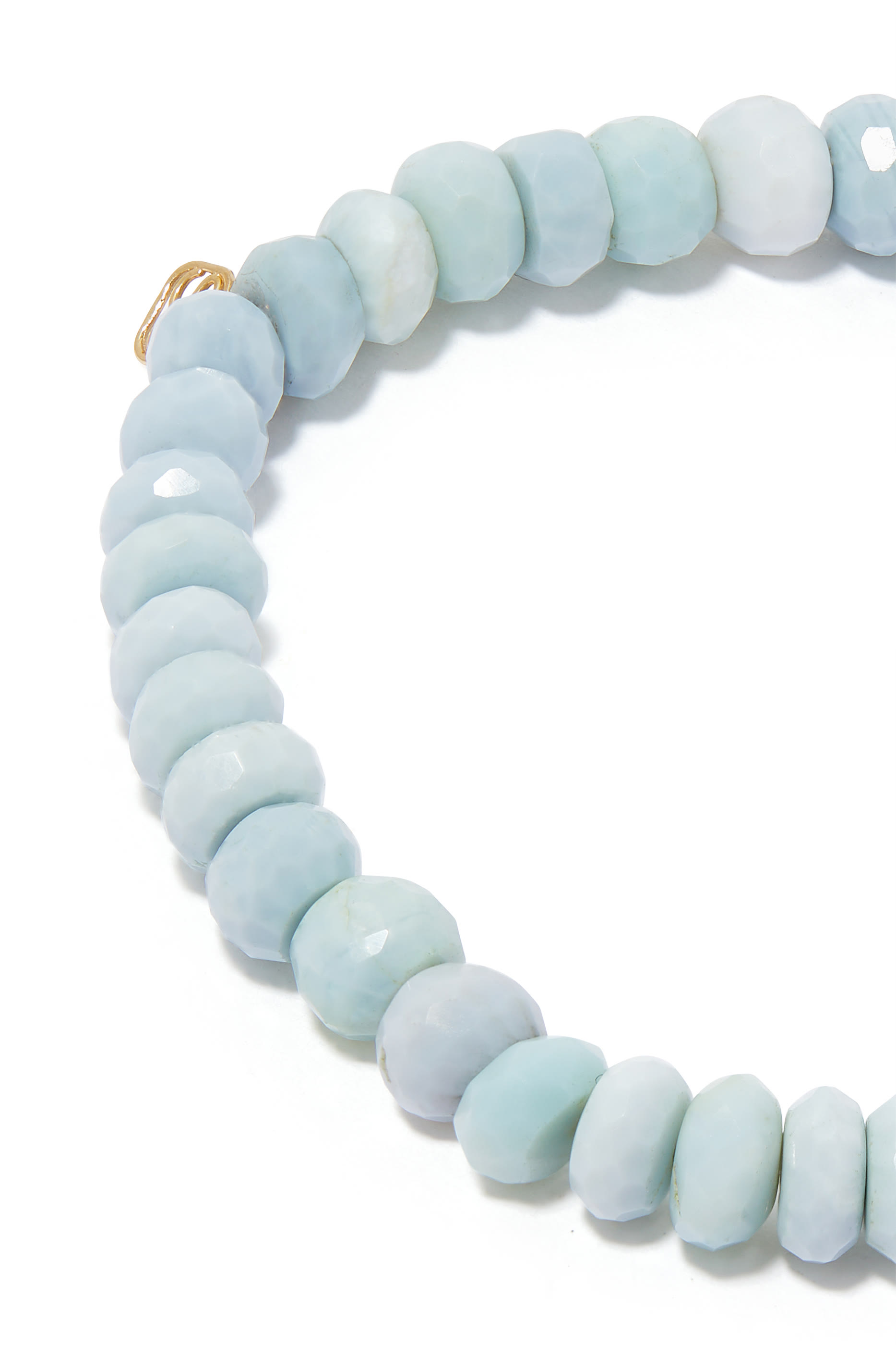 سوار مزين بخرز أوبال أفريقي وحلية عين الحسد ذهب أصفر عيار 14