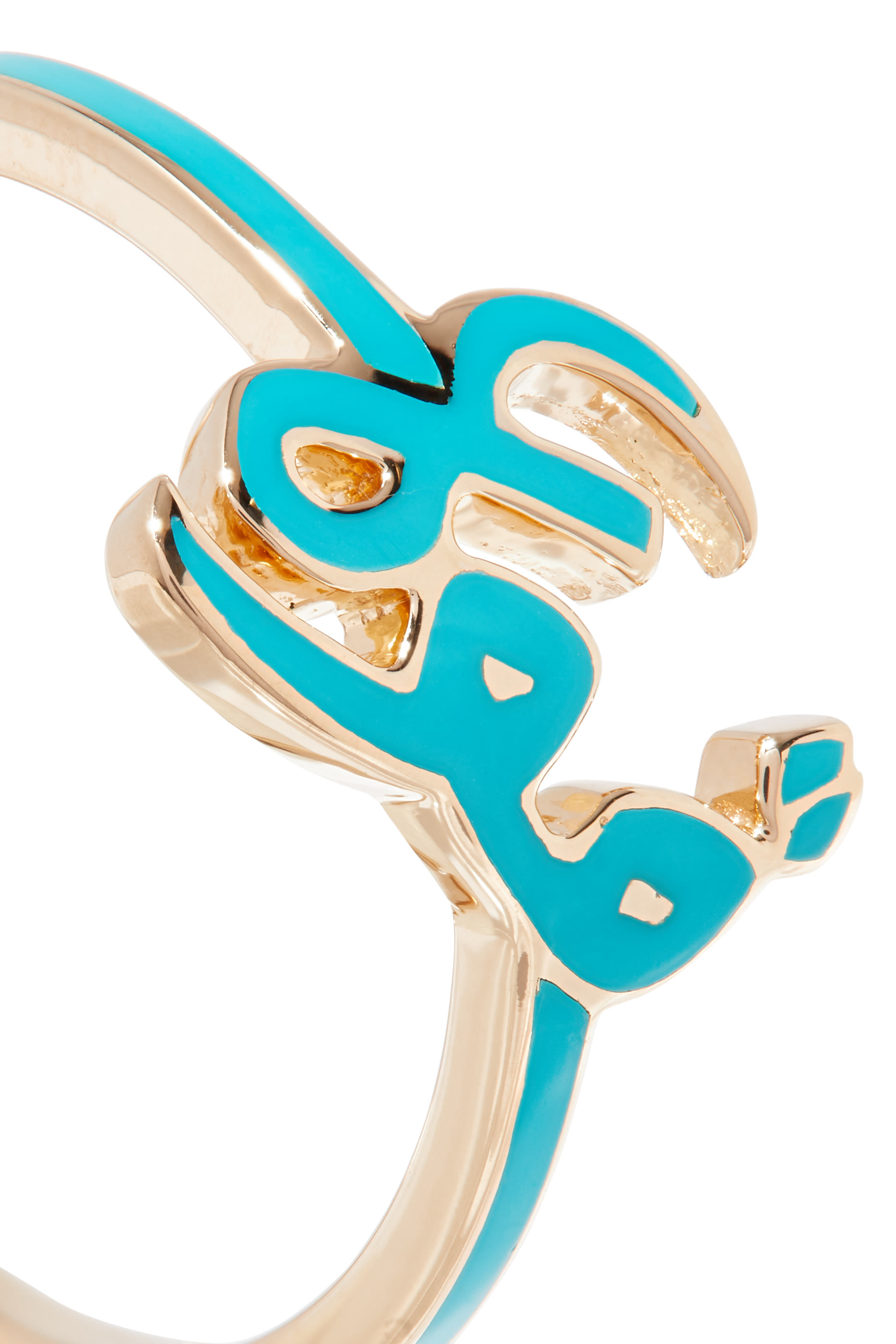 خاتم بحلية كلمة"قوة"مطلي بمينا