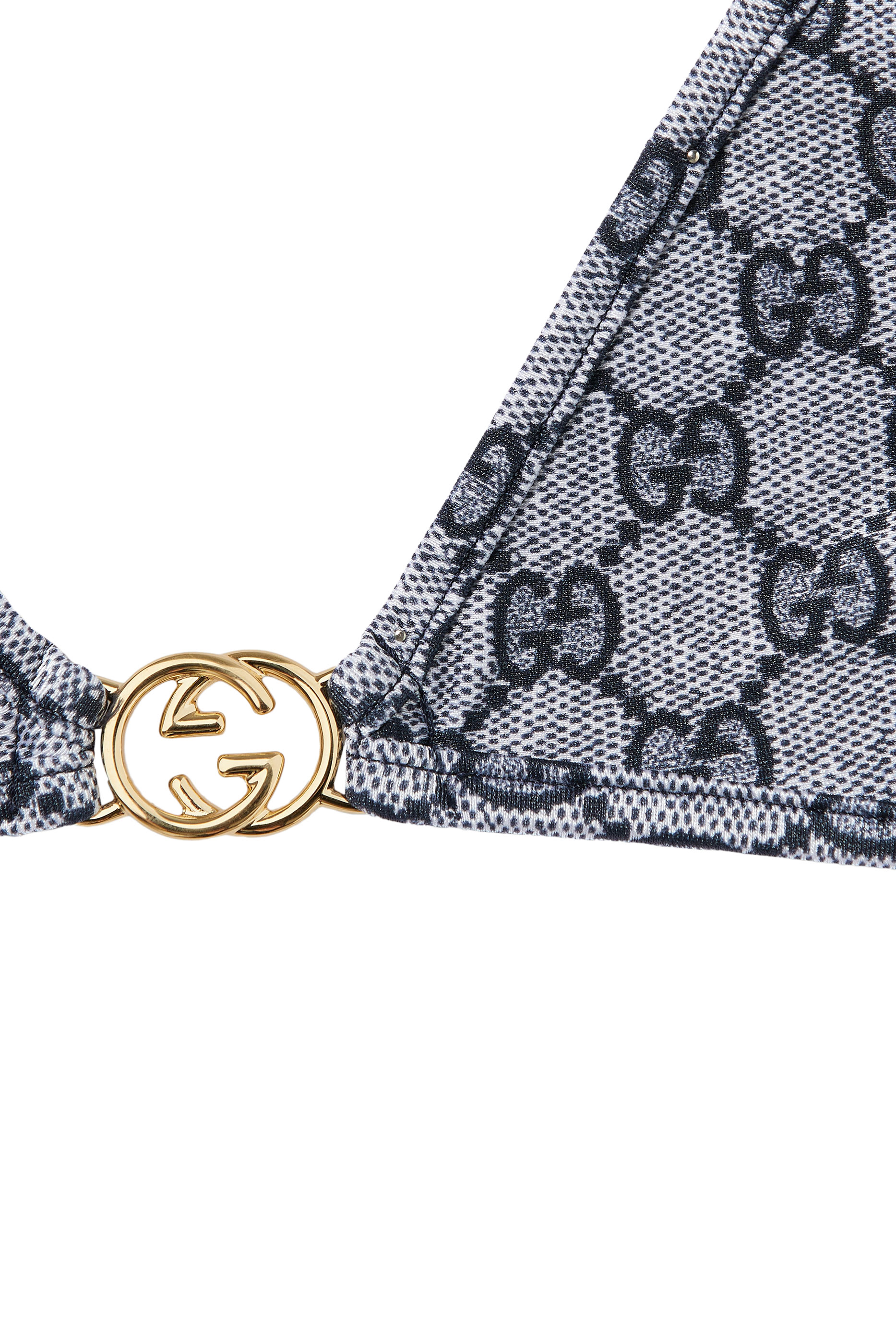 طقم بيكيني جيرسيه مطاطي بنقشة حرفي شعار الماركة