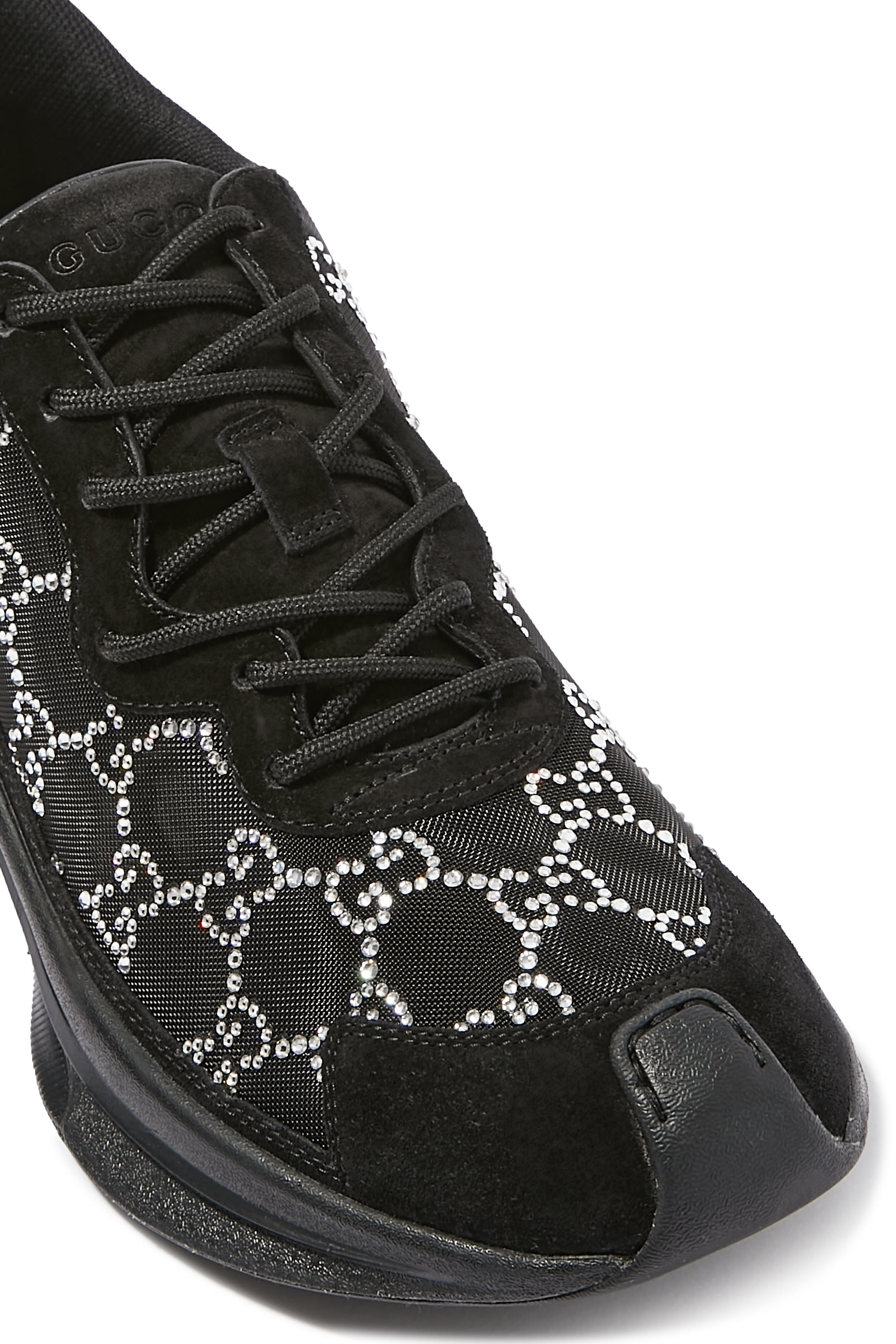 سنيكرز ران قماش شبكي بنقشة حرفي شعار الماركة وكريستال