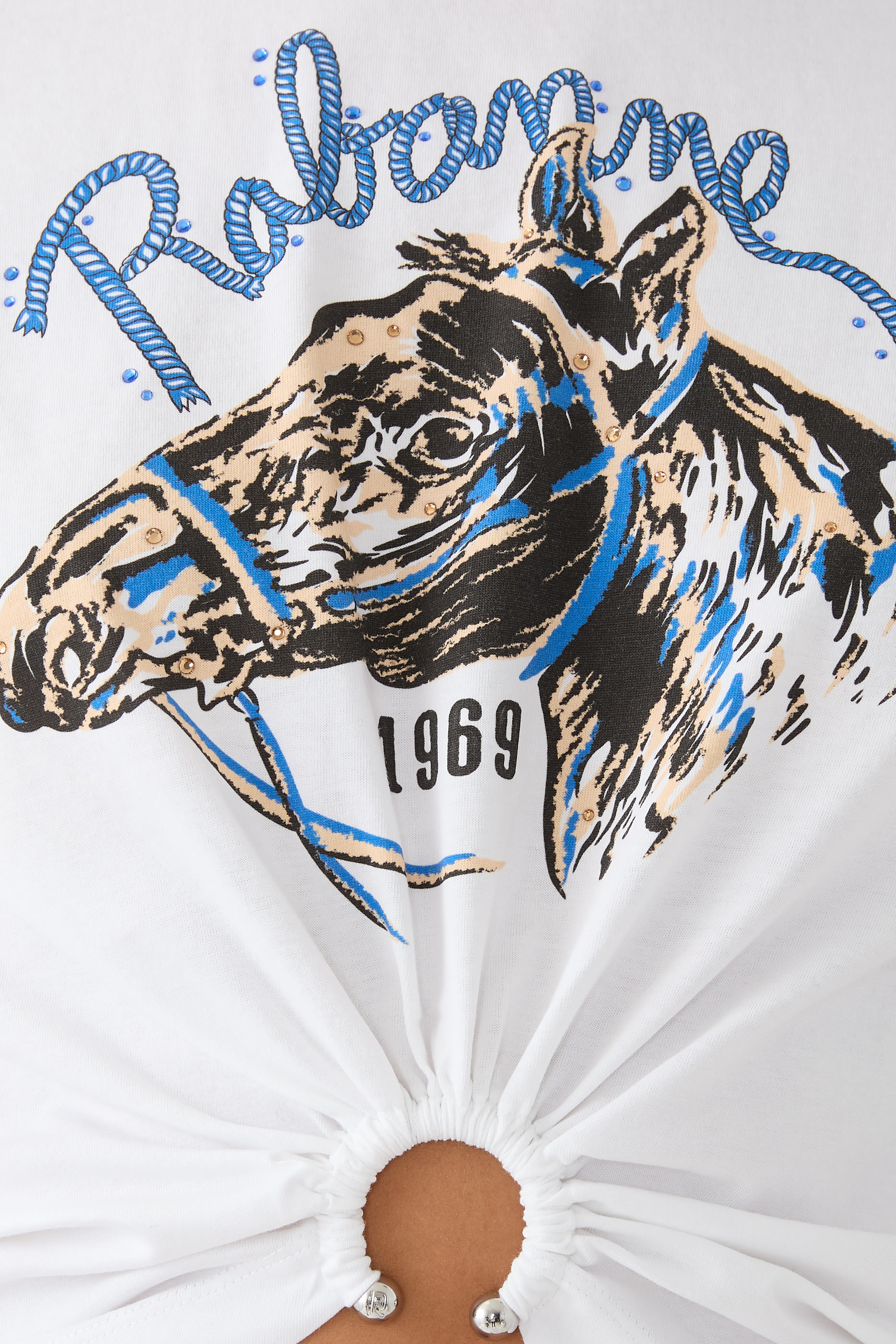 تيشيرت مزين بطبعة وحلية دائرية قطن