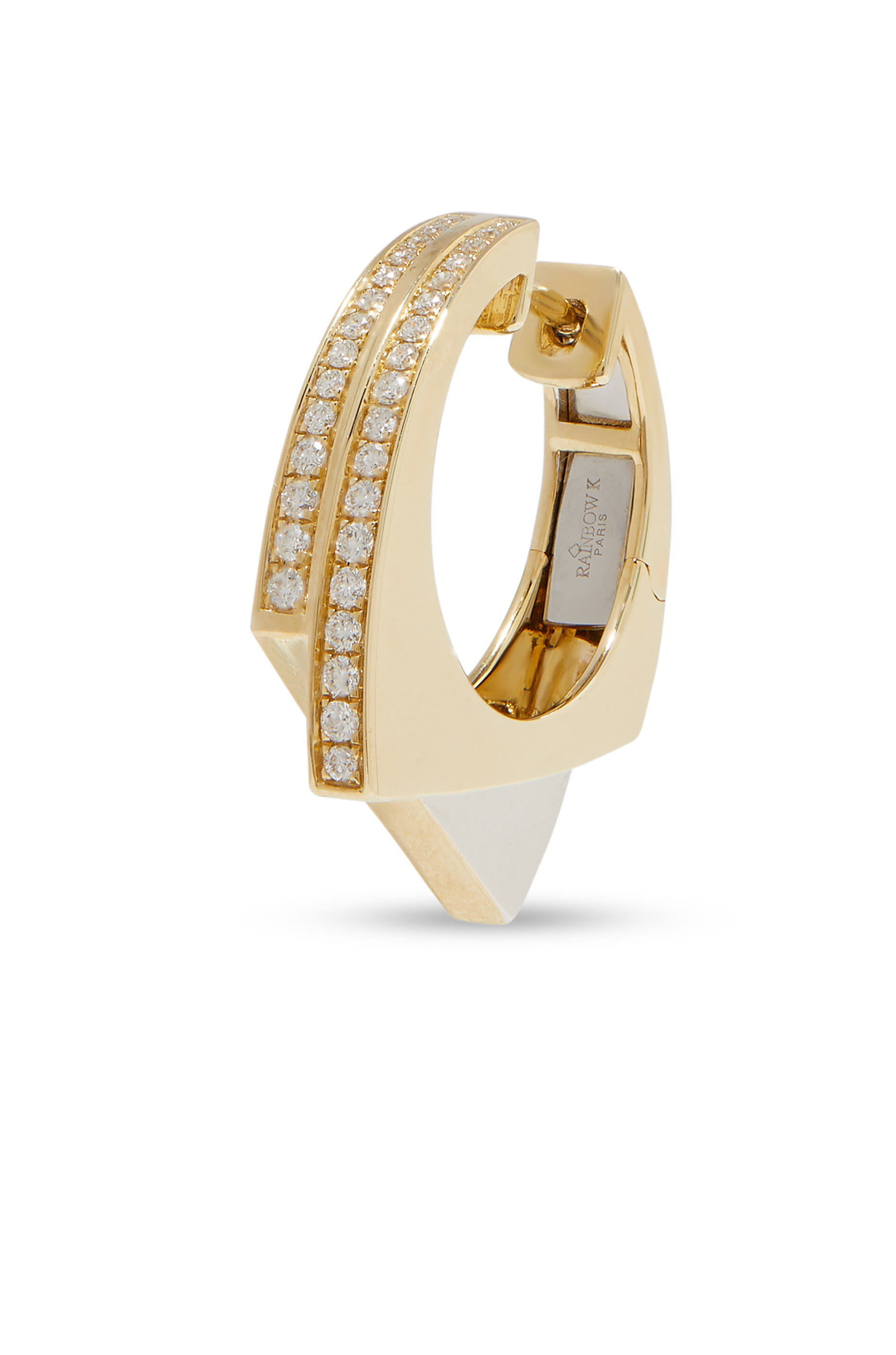 قرط دائري واحد مرصع بالألماس ذهب مختلط عيار 9