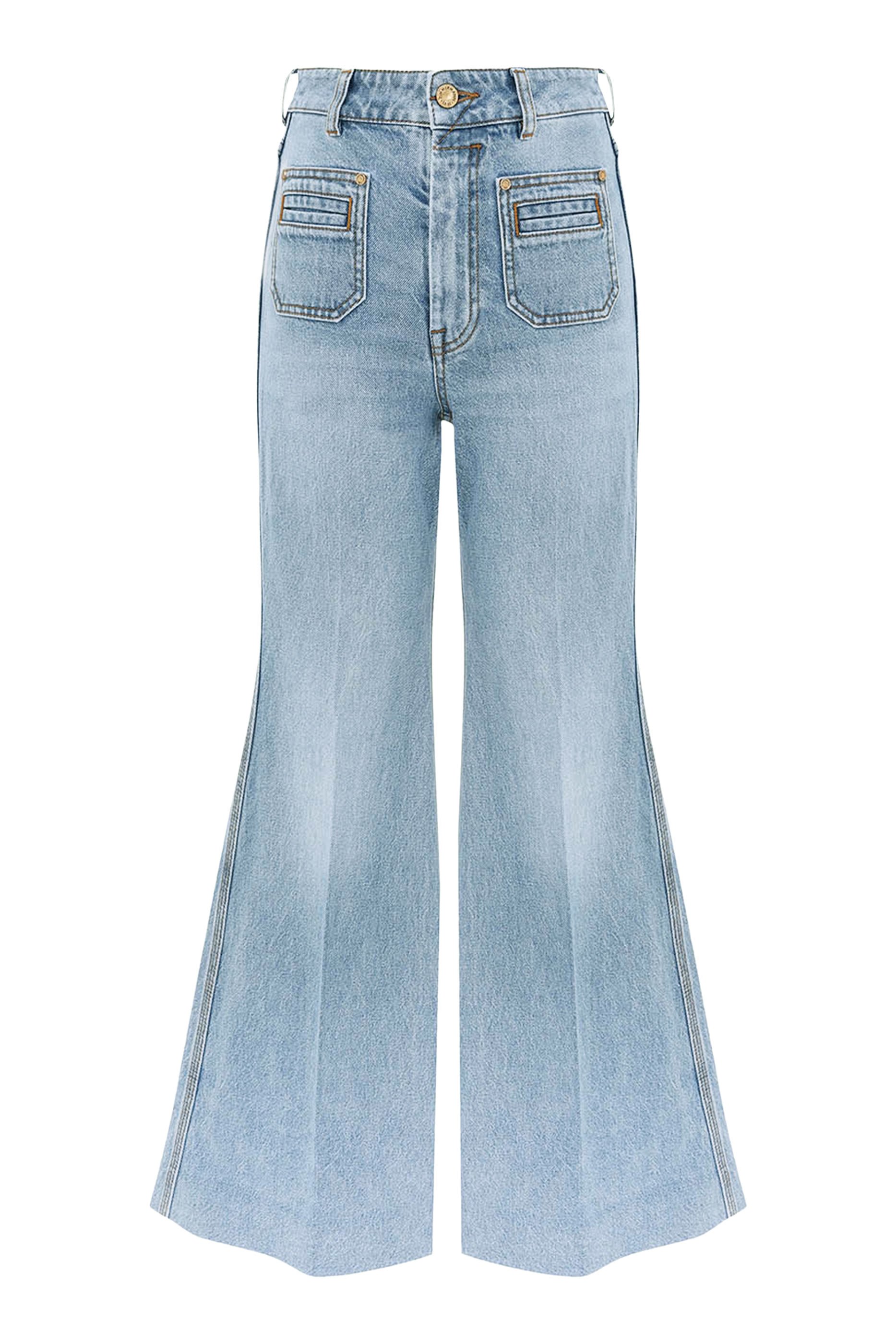 بنطال جينز بحواف واسعة دنيم