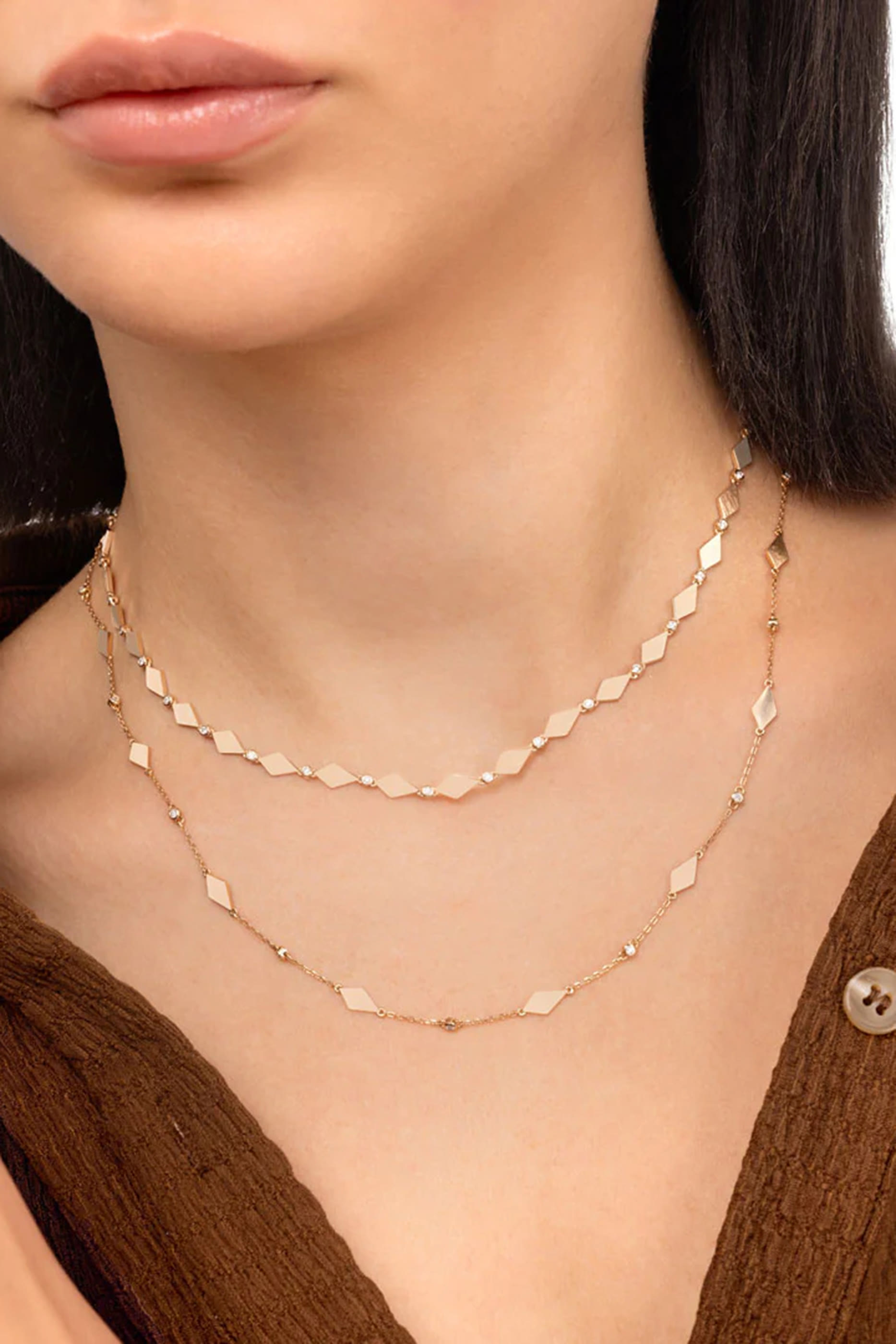 قلادة موروكو موزاييك مرصعة بالماس ذهب وردي عيار 18