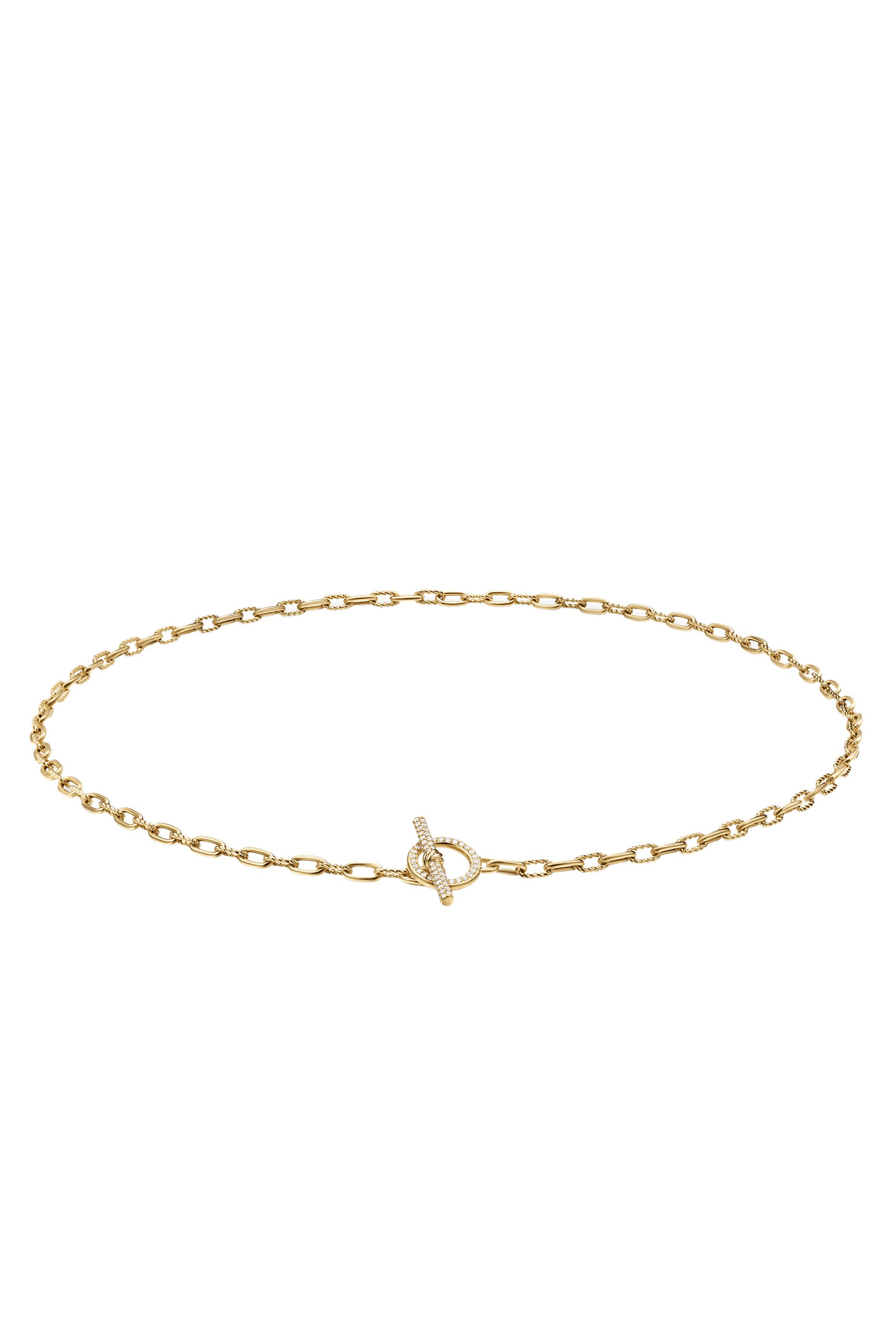 قلادة دي واي ماديسون بتصميم سلسلة بحلقات ومفصلة مرصعة بماس، ذهب أصفر عيار 18