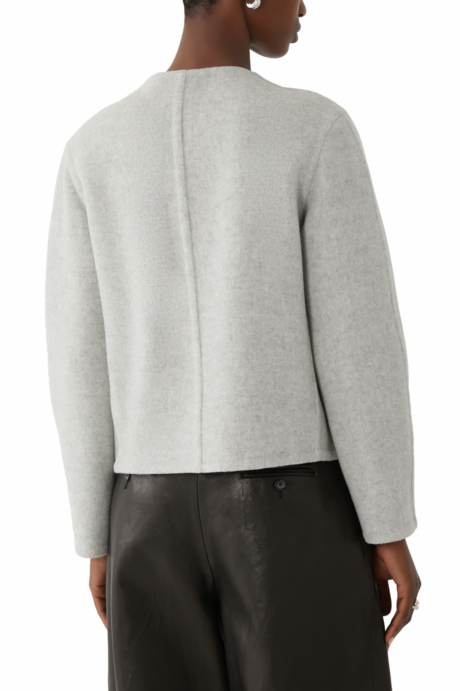 جاكيت بلا ياقة مزيج صوف ايطالي