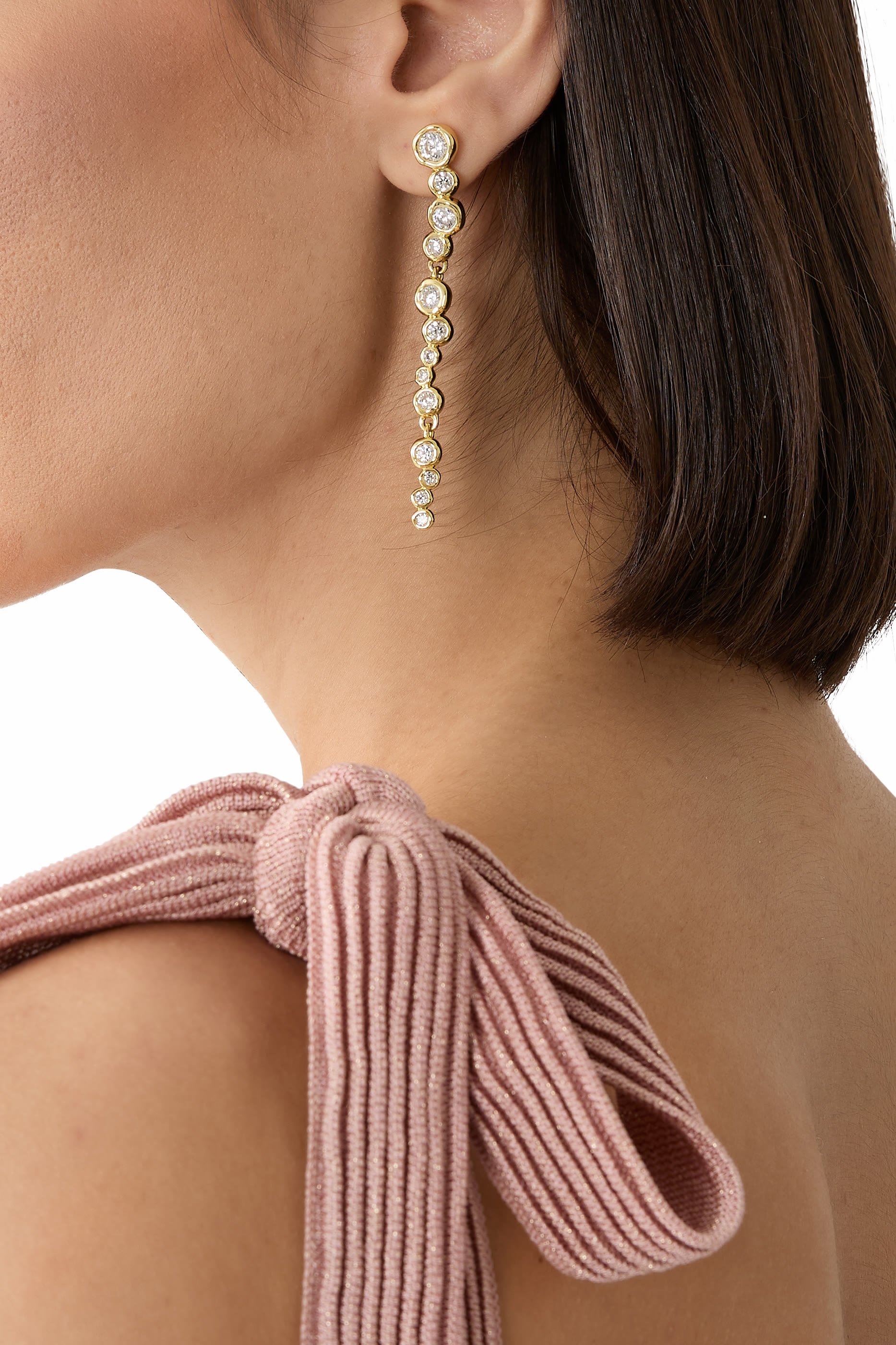 أقراط أستيرالز متدلية مزينة بأحجار زركونيا مكعبة، نحاس مطلي بذهب عيار 14