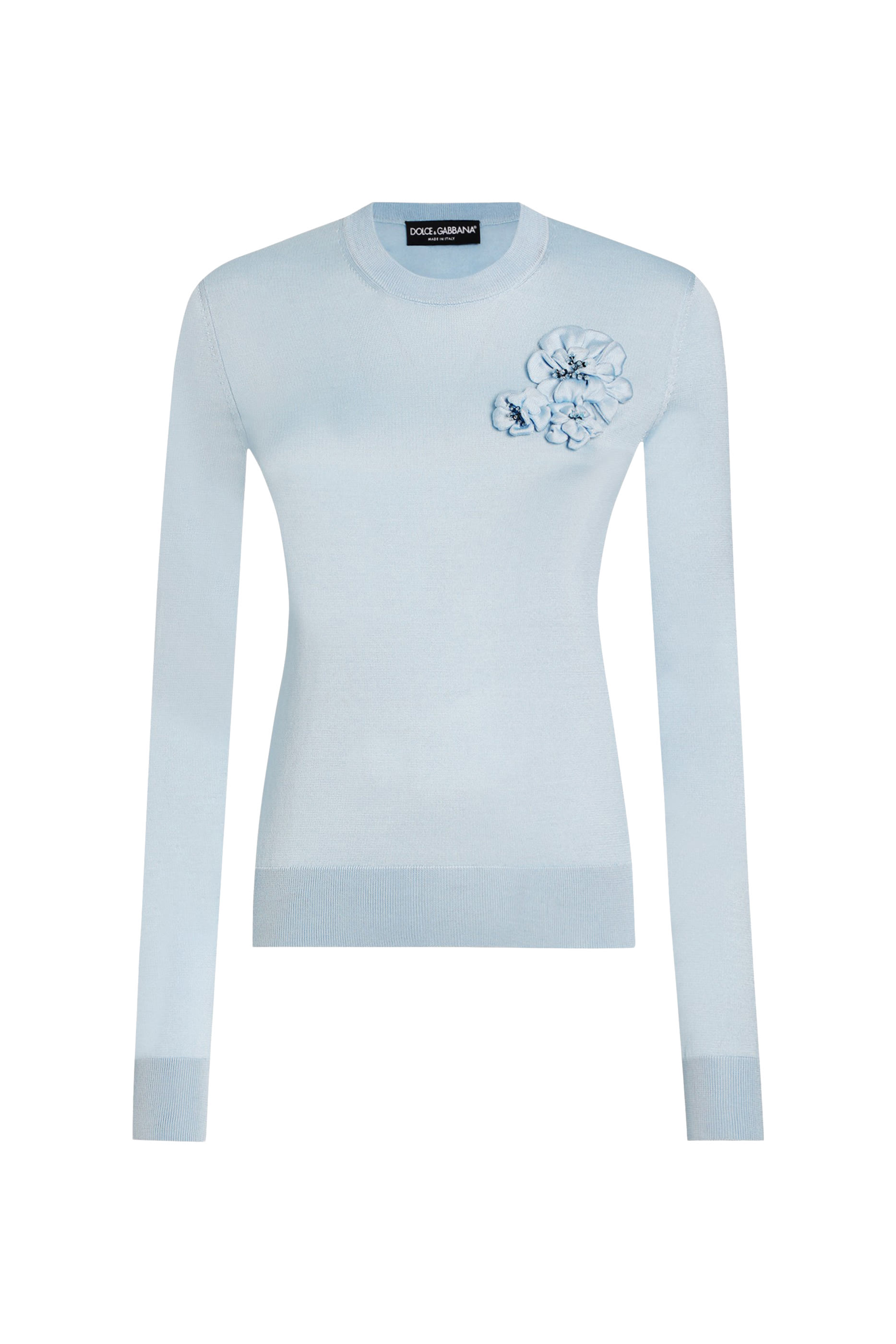 سترة حرير مع بروش بتصميم زهرة