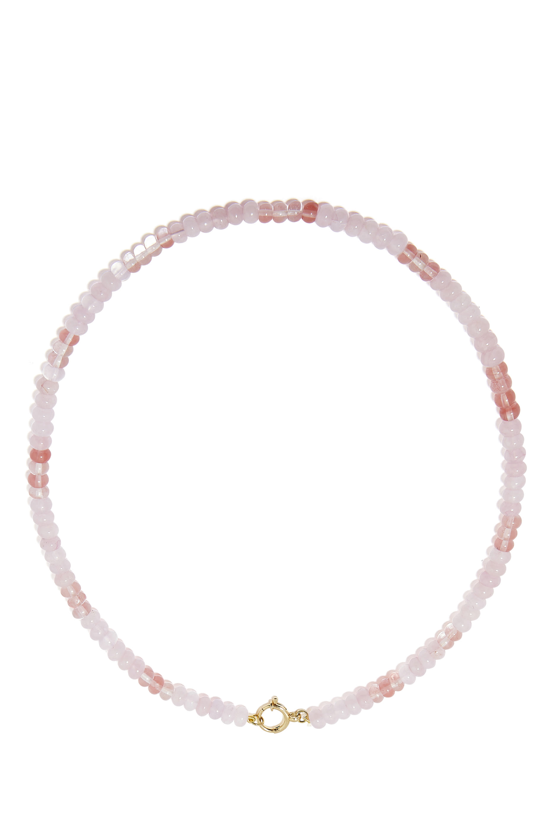 قلادة مرصعة بخرز أوبال وردي ذهب أصفر عيار 18