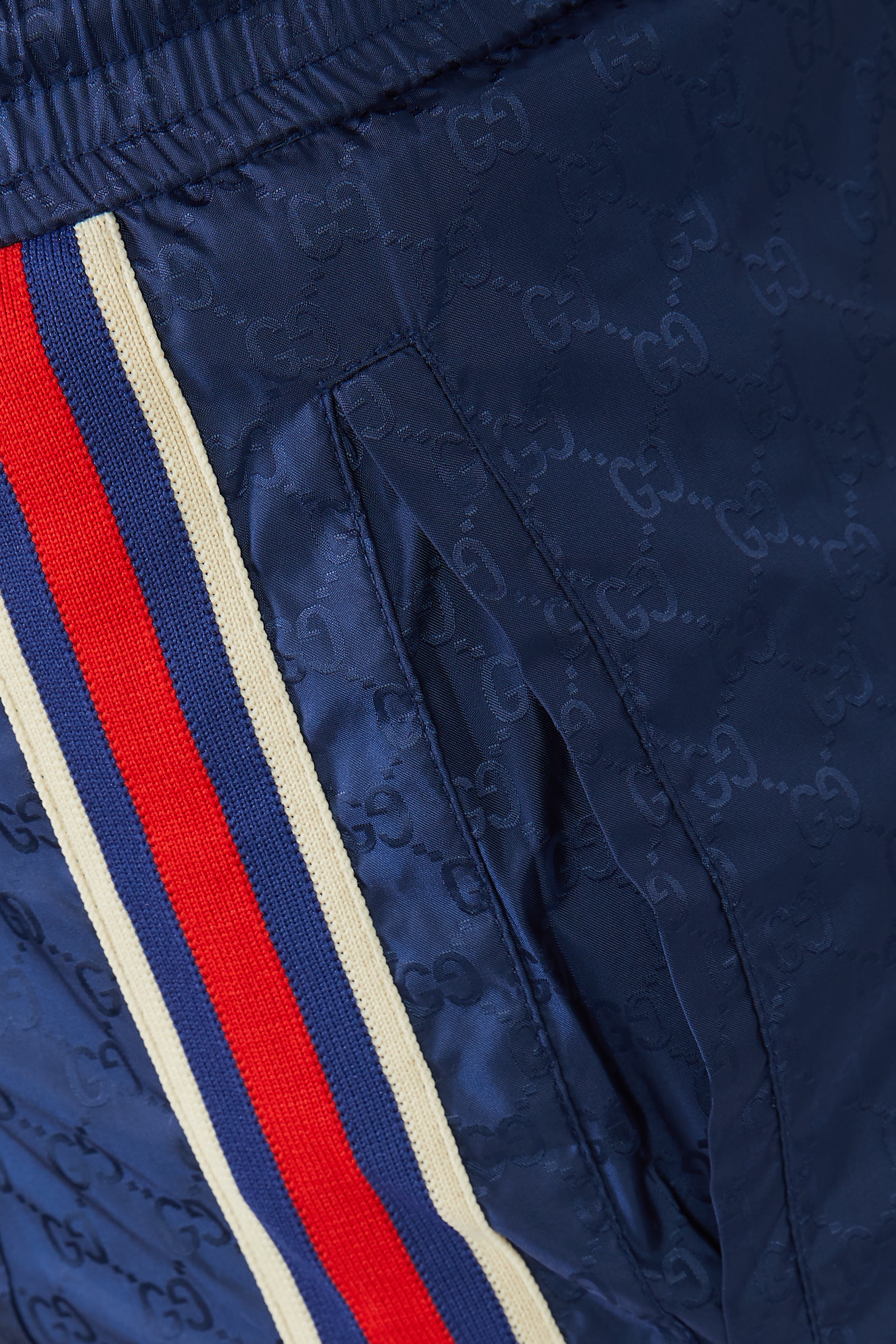 شورت سباحة نايلون بنقشة شعار GG جاكار