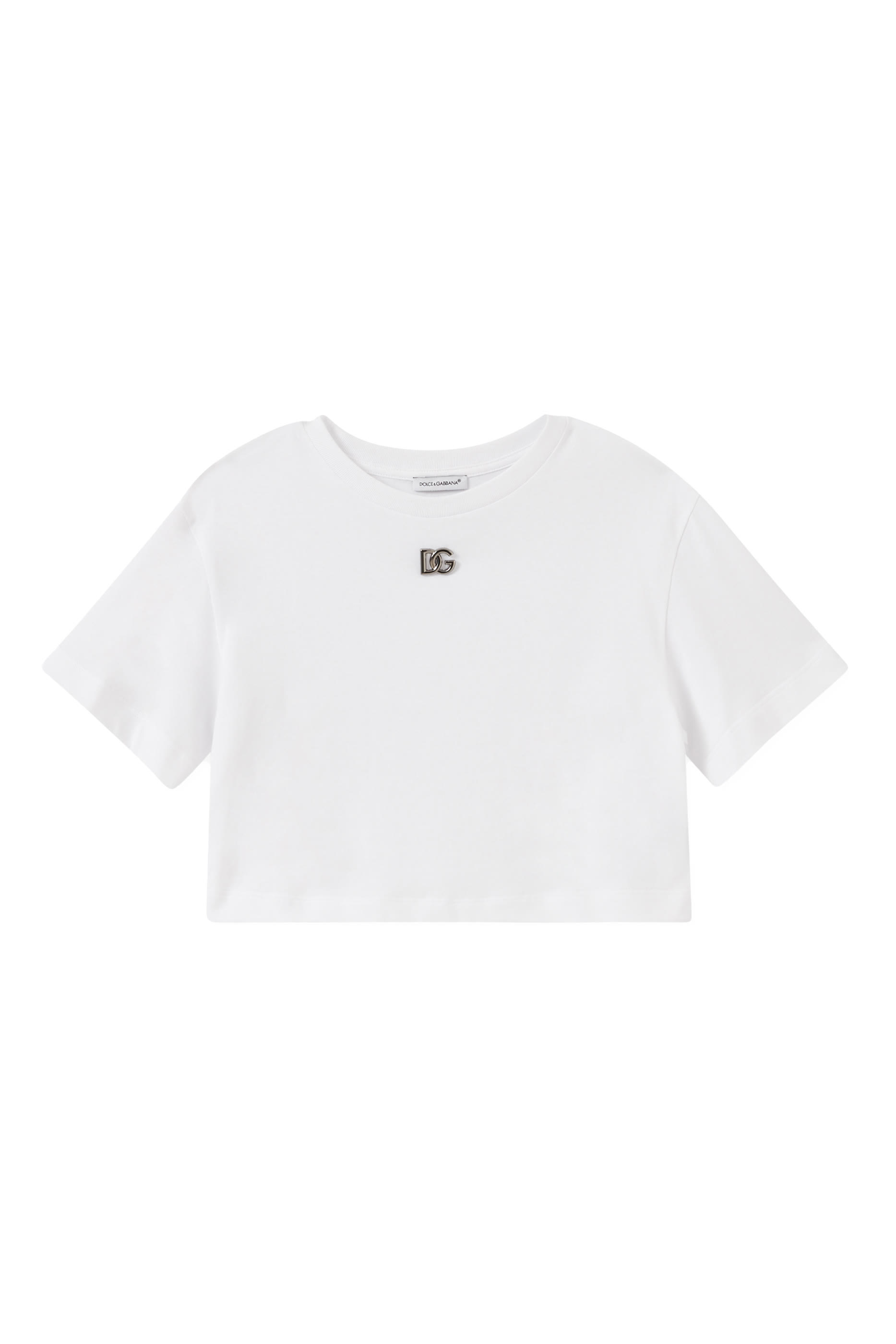 تيشيرت للأطفال بحلية معدنية بشعار الماركة