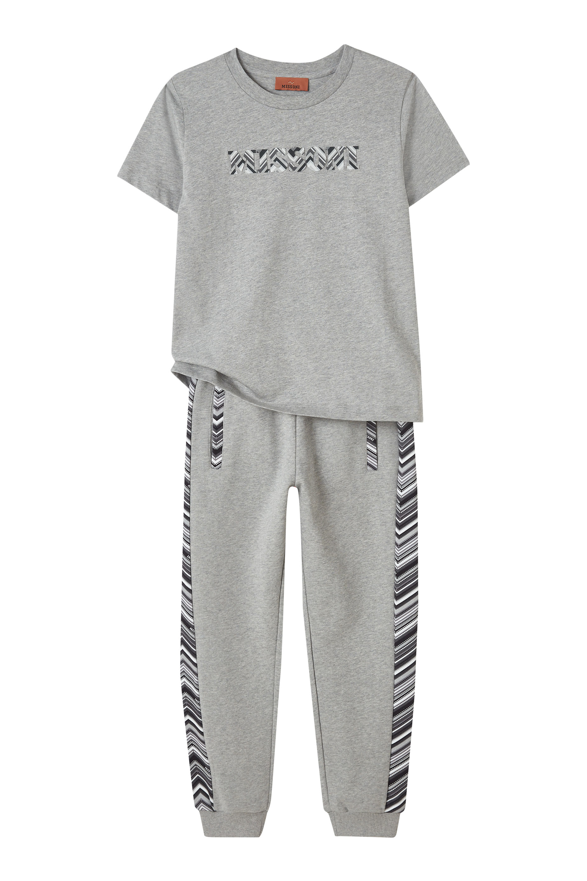 تيشيرت جيرسيه بشعار الماركة وخطوط متعرجة للأطفال