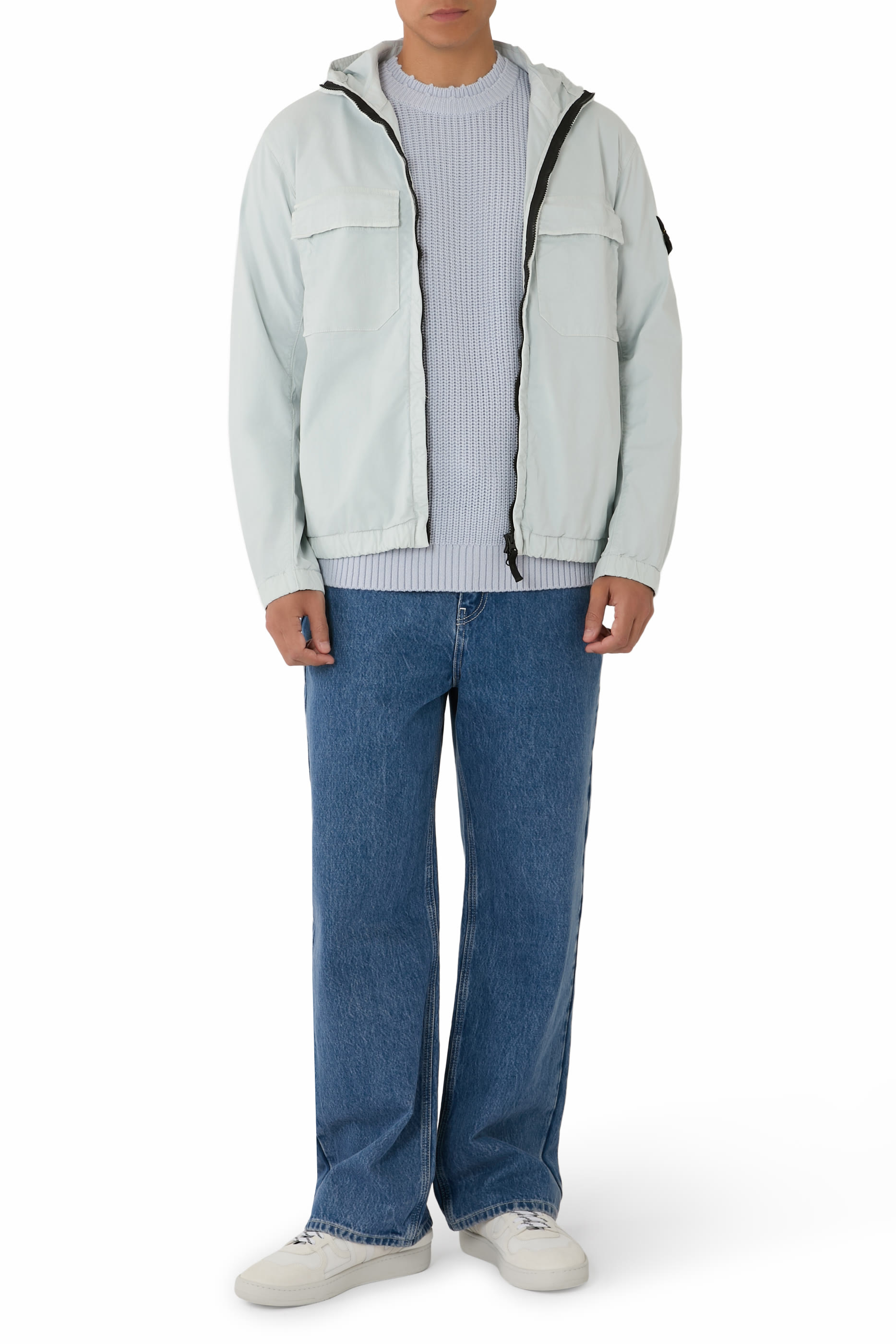 جاكيت بغطاء رأس ورقعة شعار الماركة