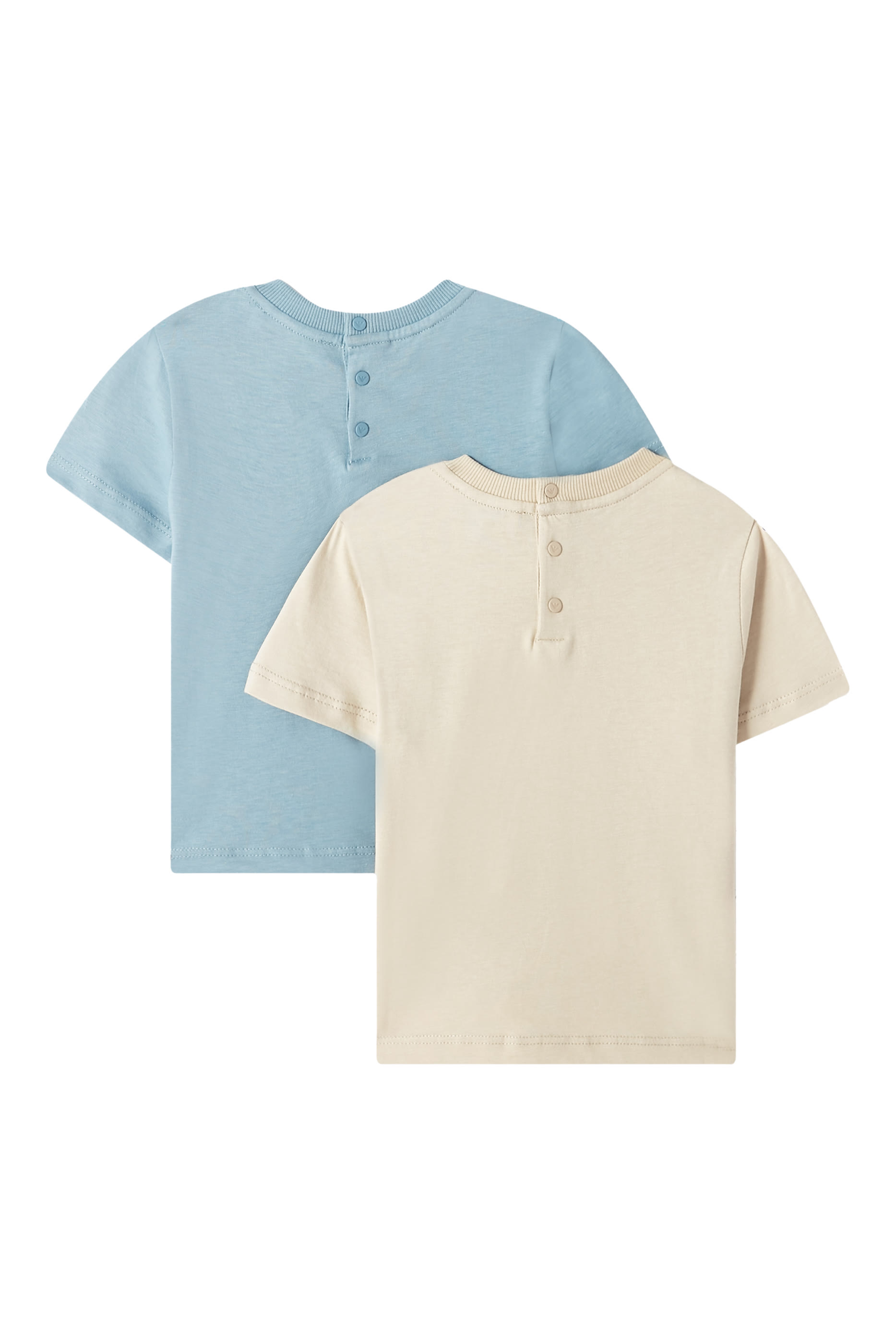 طقم تيشيرت بطبعة شعار الماركة قطن للأطفال، قطعتين