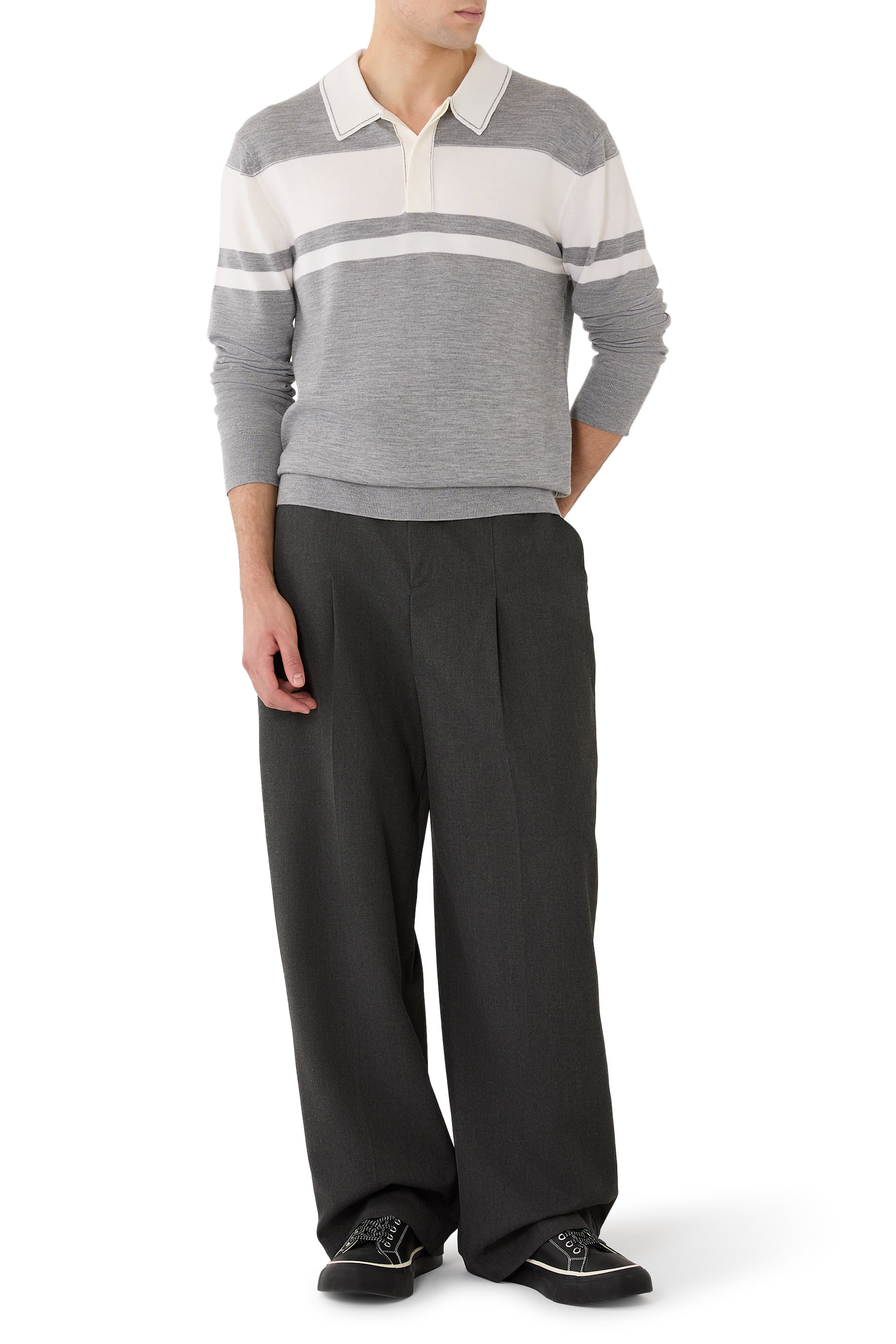 كنزة لويس مخططة صوف