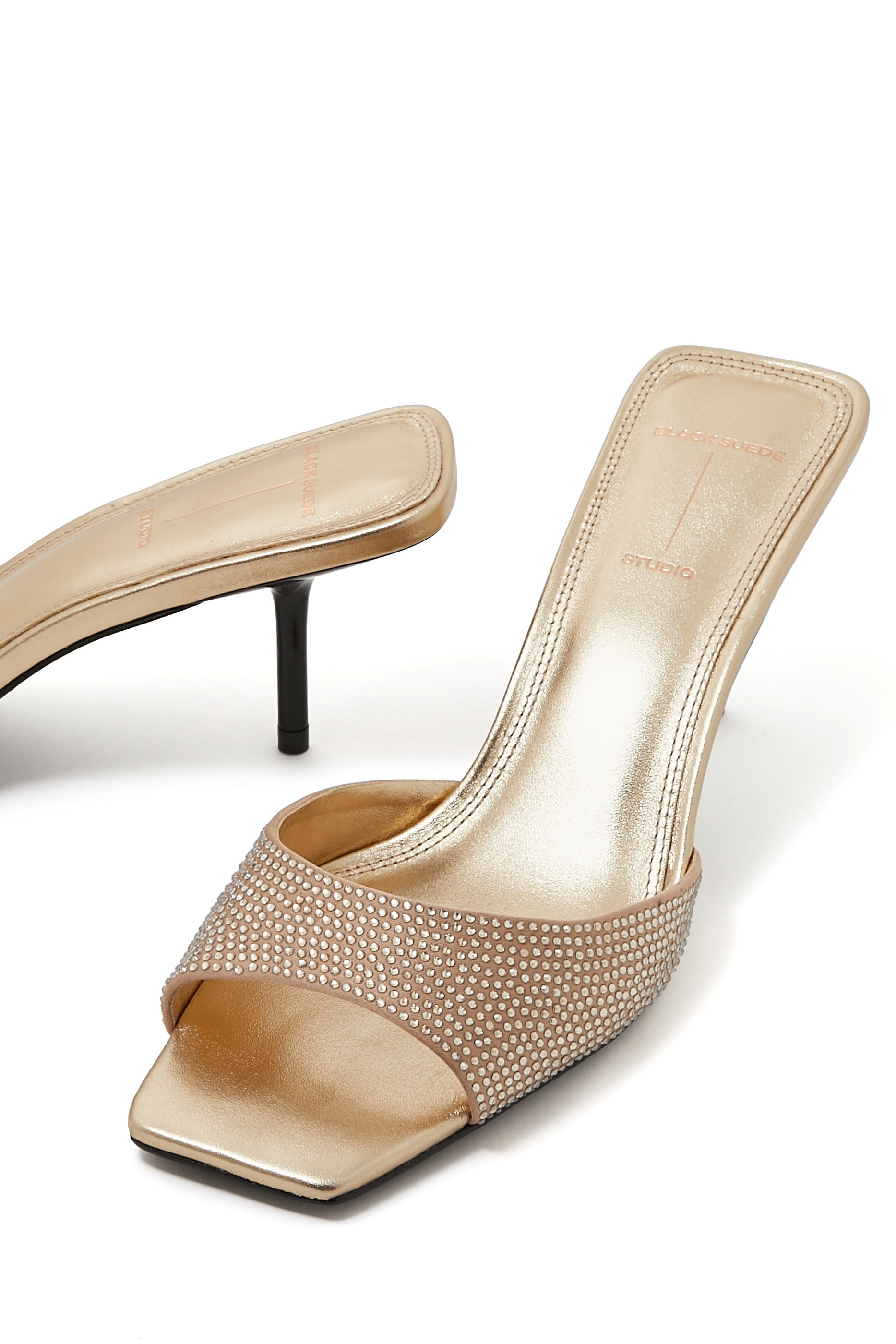 حذاء أونيكس مفتوح من الخلف بكعب 65 مم جلد