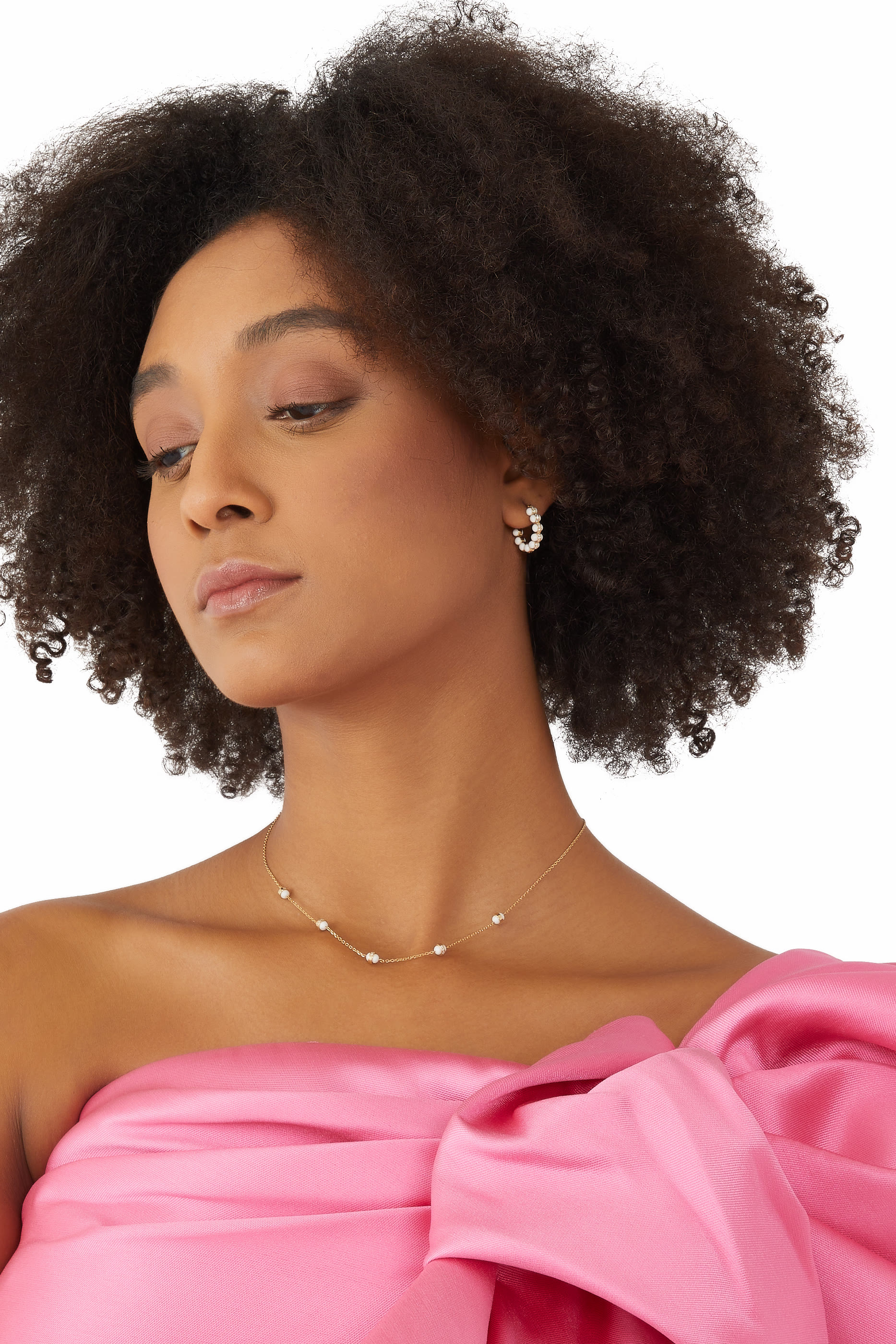 Atoms Earrings Size 2, 18k Yellow Gold with Enamel & Diamonds