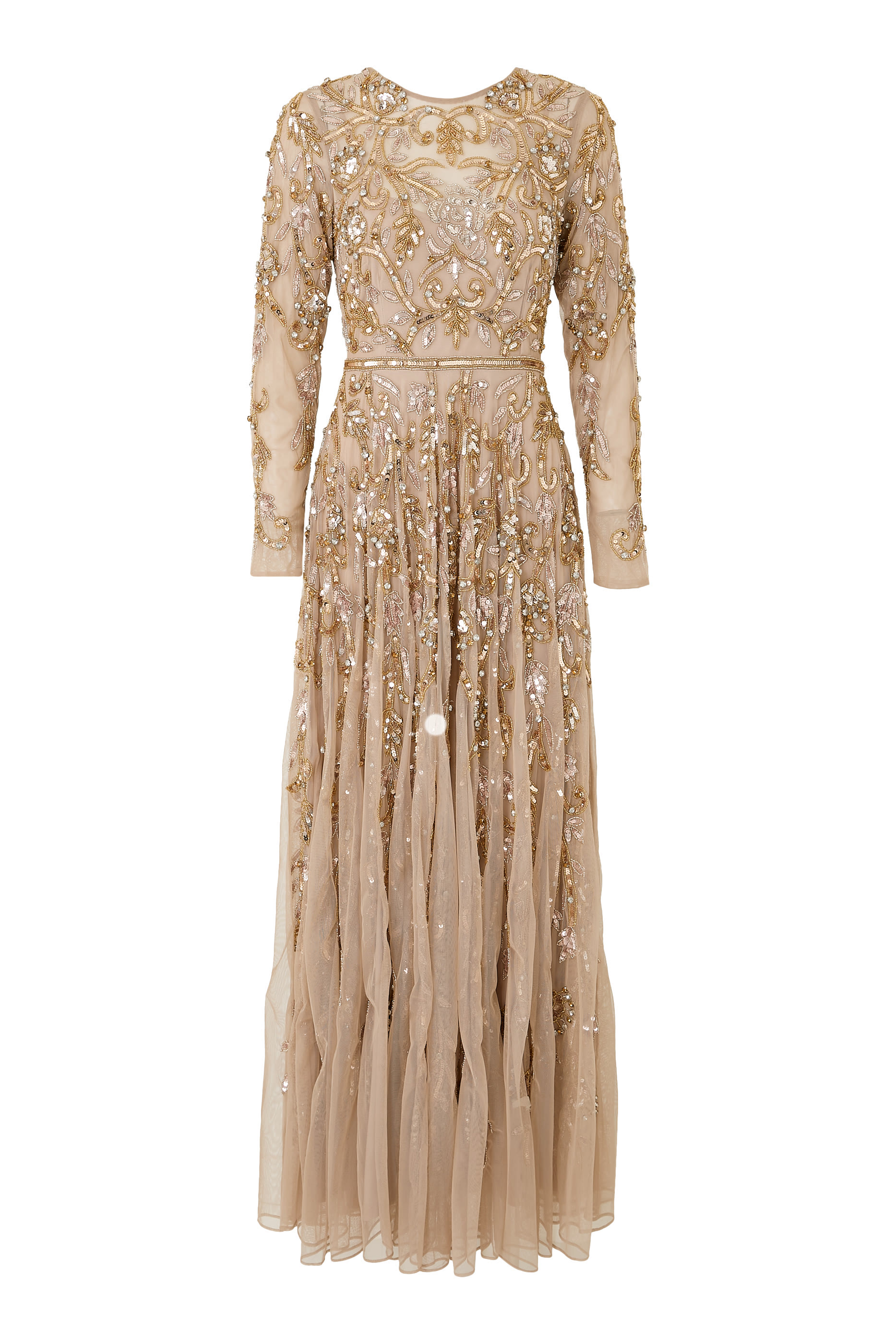 Long Sleeve Hand Embellished Gown 