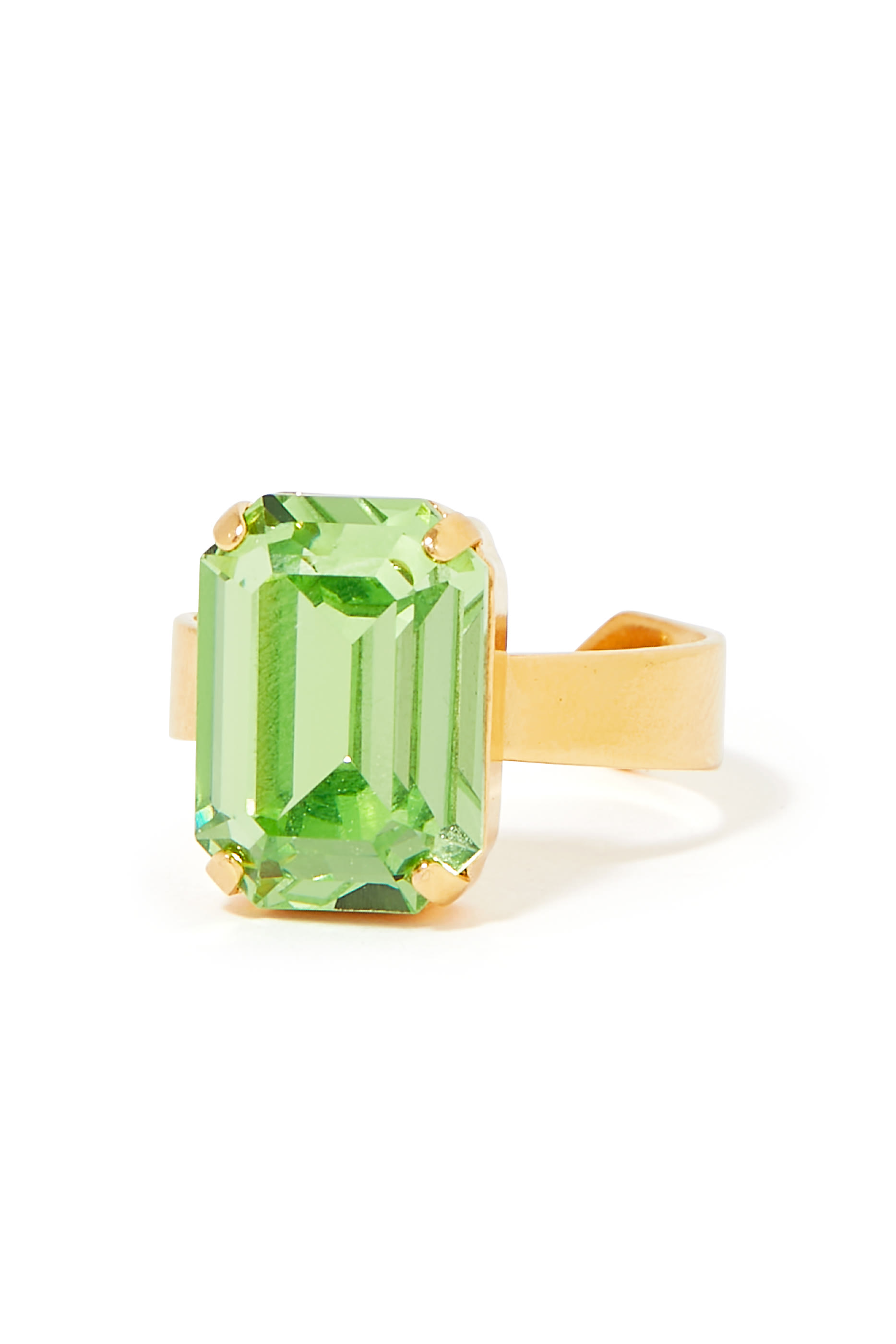 خاتم ليديا مرصع بكريستال سواروفسكي معدن مطلي بذهب عيار 18