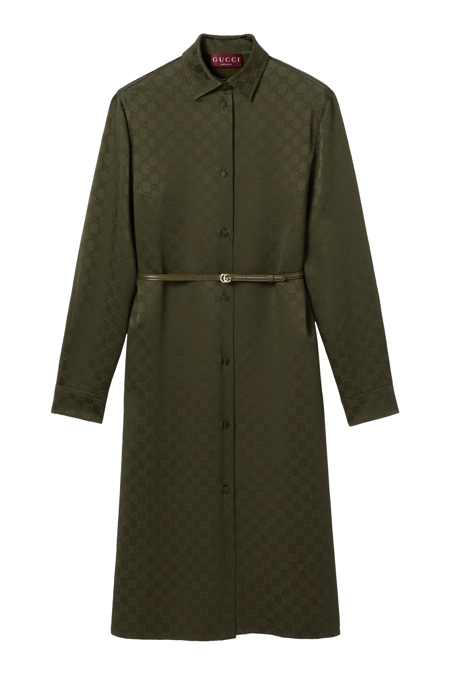 فستان بنمط قميص بنقشة حرفي شعار الماركة