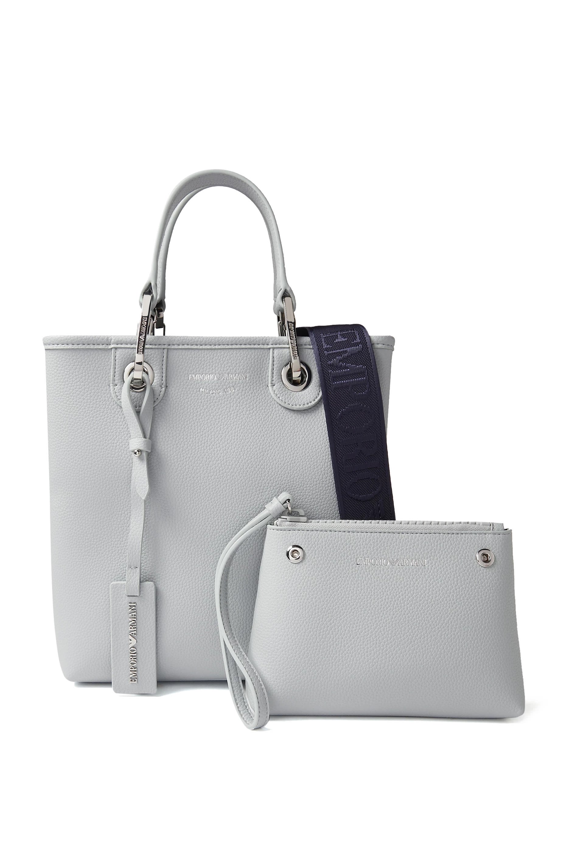 حقيبة يد بشعار الماركة بنقشة جلد غزال