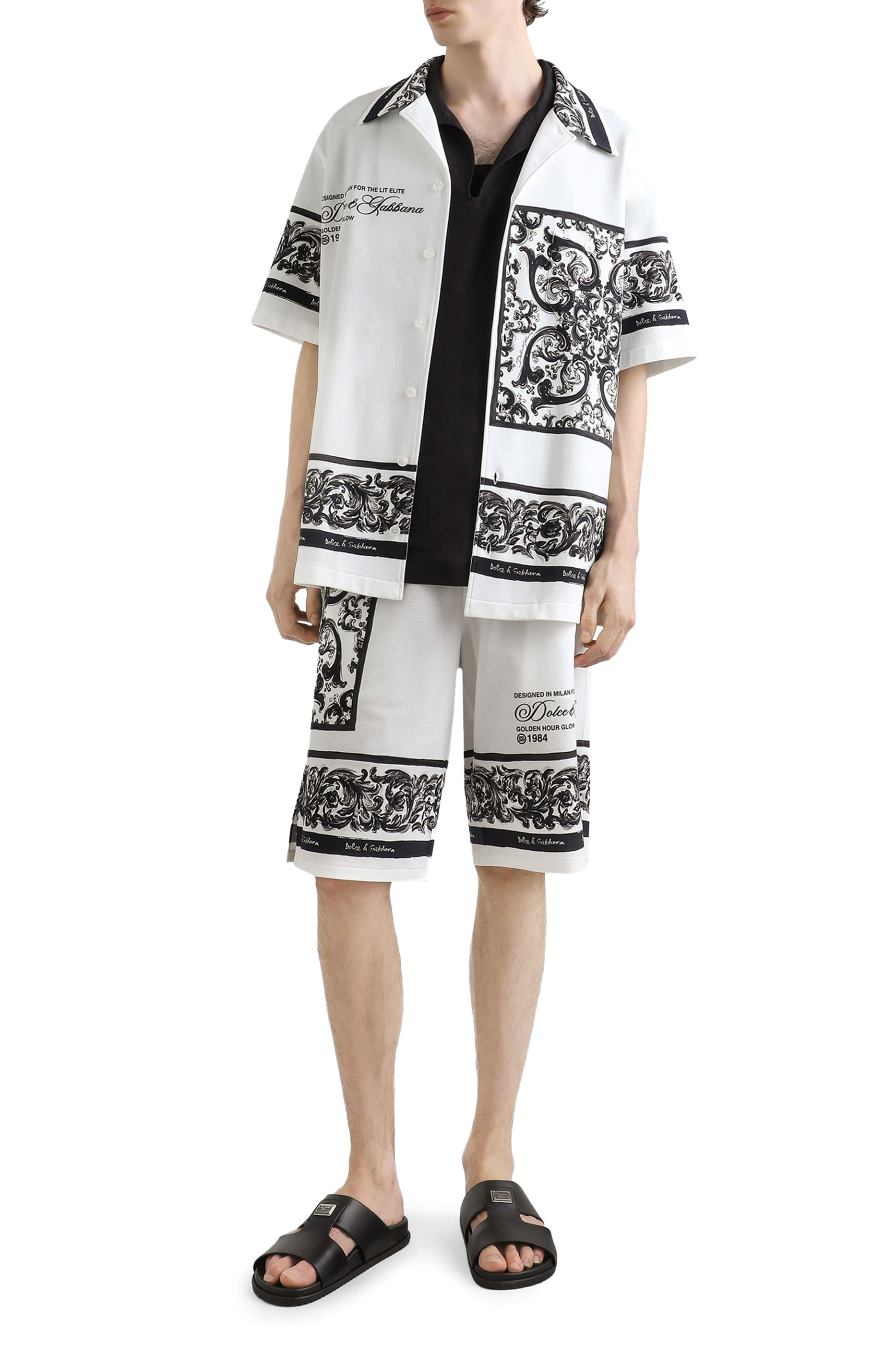 شورت برمودا بطبعة مايولكا بيكيه مزدوج