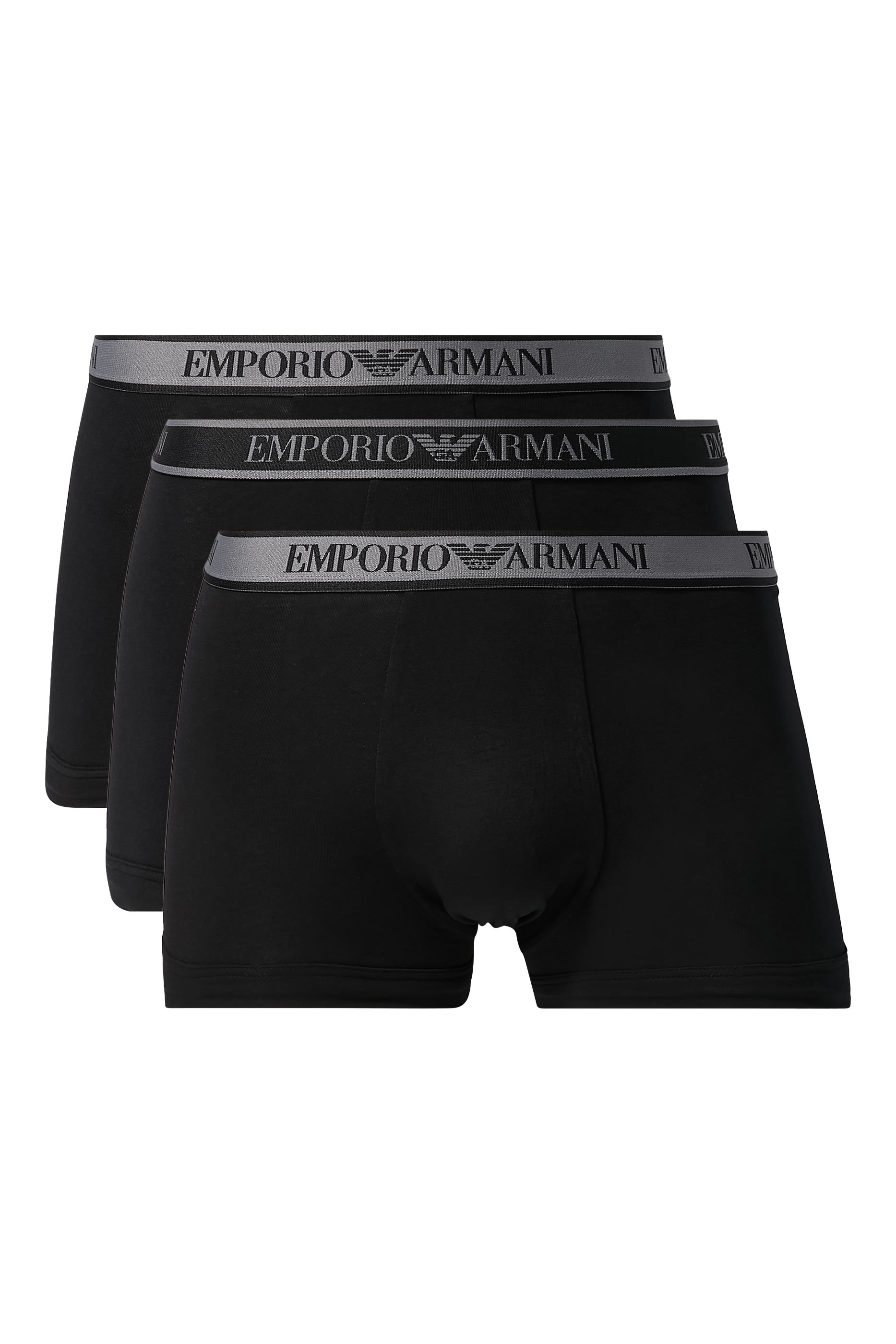 طقم سروال داخلي بخصر مطاطي مزين بشعار الماركة، 3 قطع