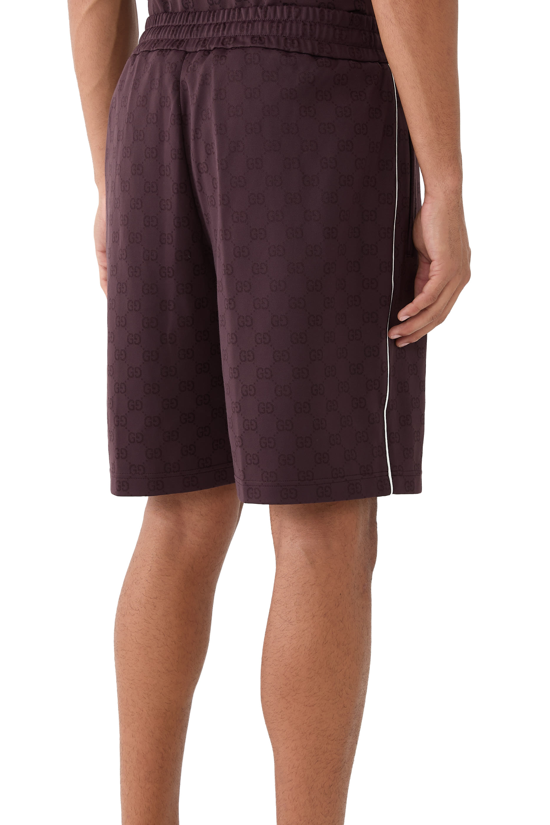 شورت بنقشة حرفي شعار الماركة نايلون وقطن