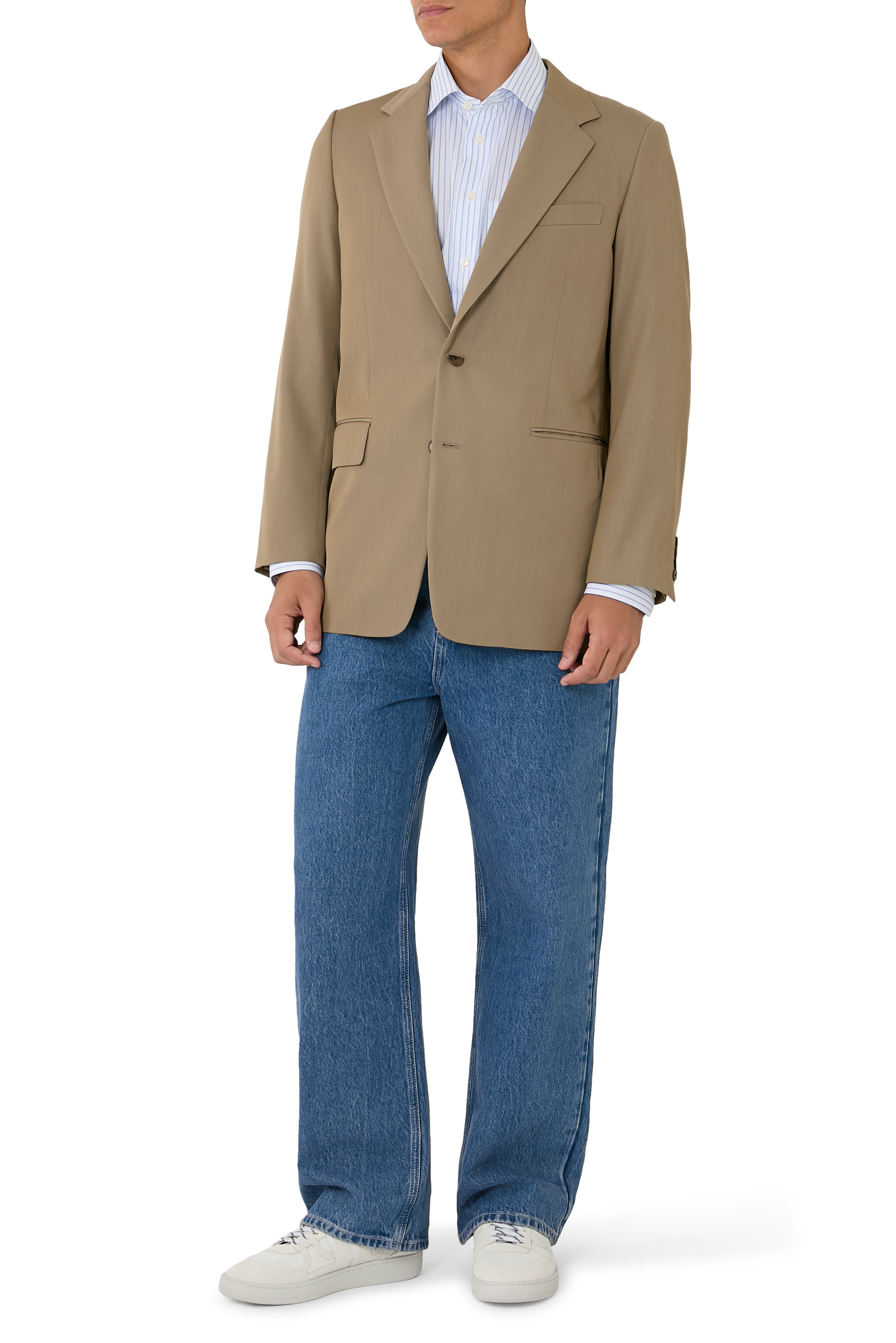 قميص تويل مميز للماركة بنقشة خطوط رفيعة