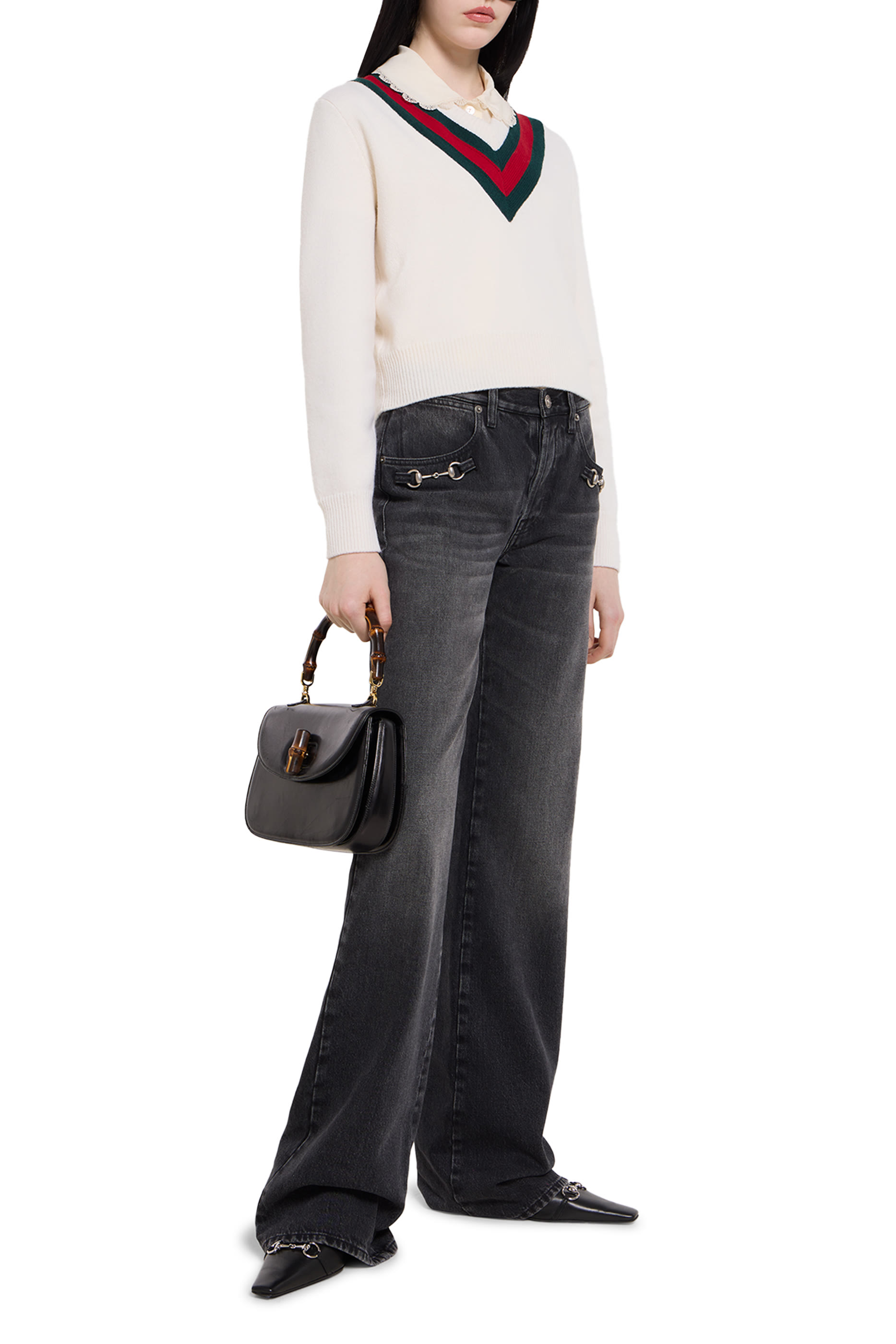 كنزة بشريط ويب صوف فاخر منسوج