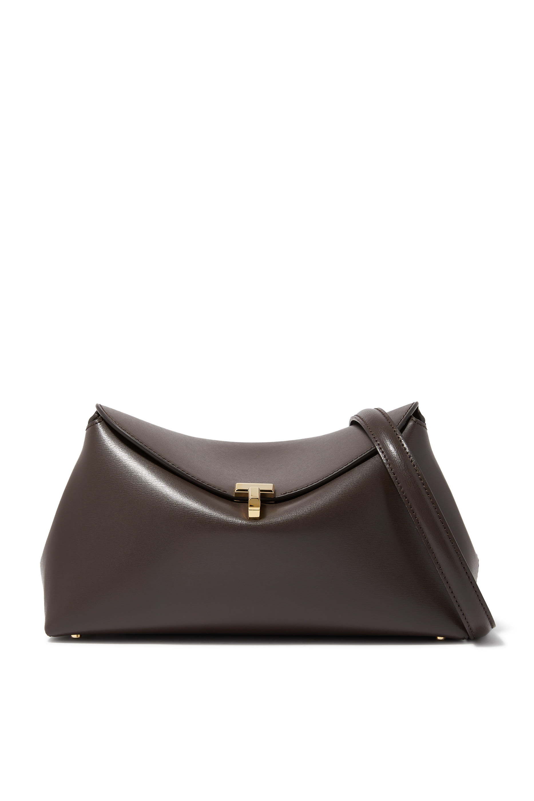 حقيبة كلاتش بقفل على شكل حرف T جلد