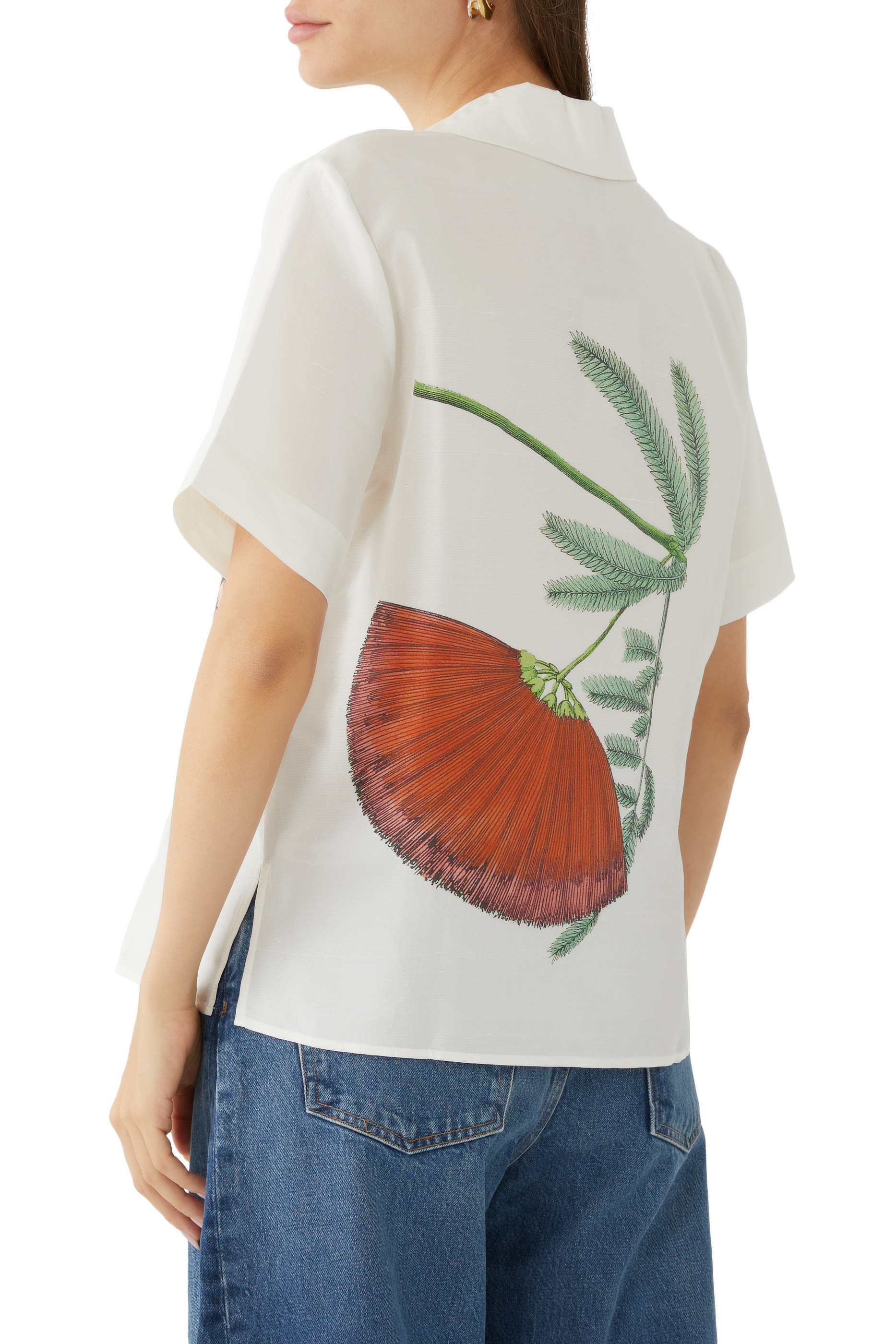 قميص جراند بياقة مطوية ونقشة زهور