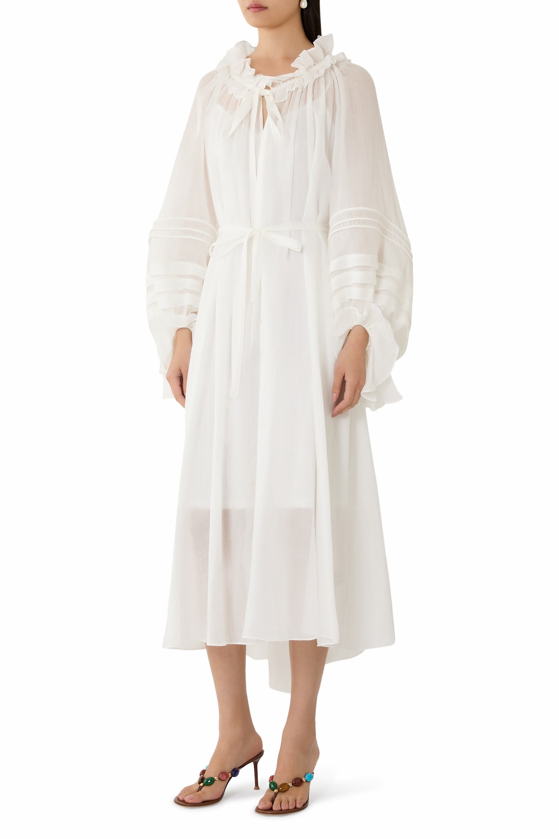 فستان ربيلين بأكمام منفوخة وأربطة