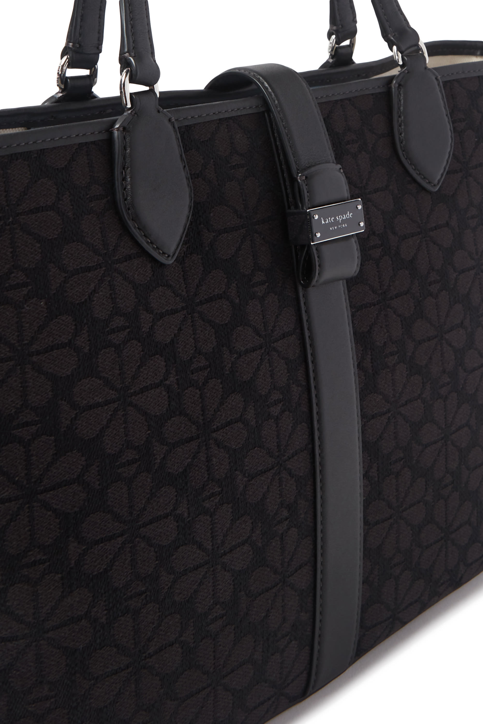 حقيبة يد متوسطة بنقشة زهور بالشكل البستوني جاكار