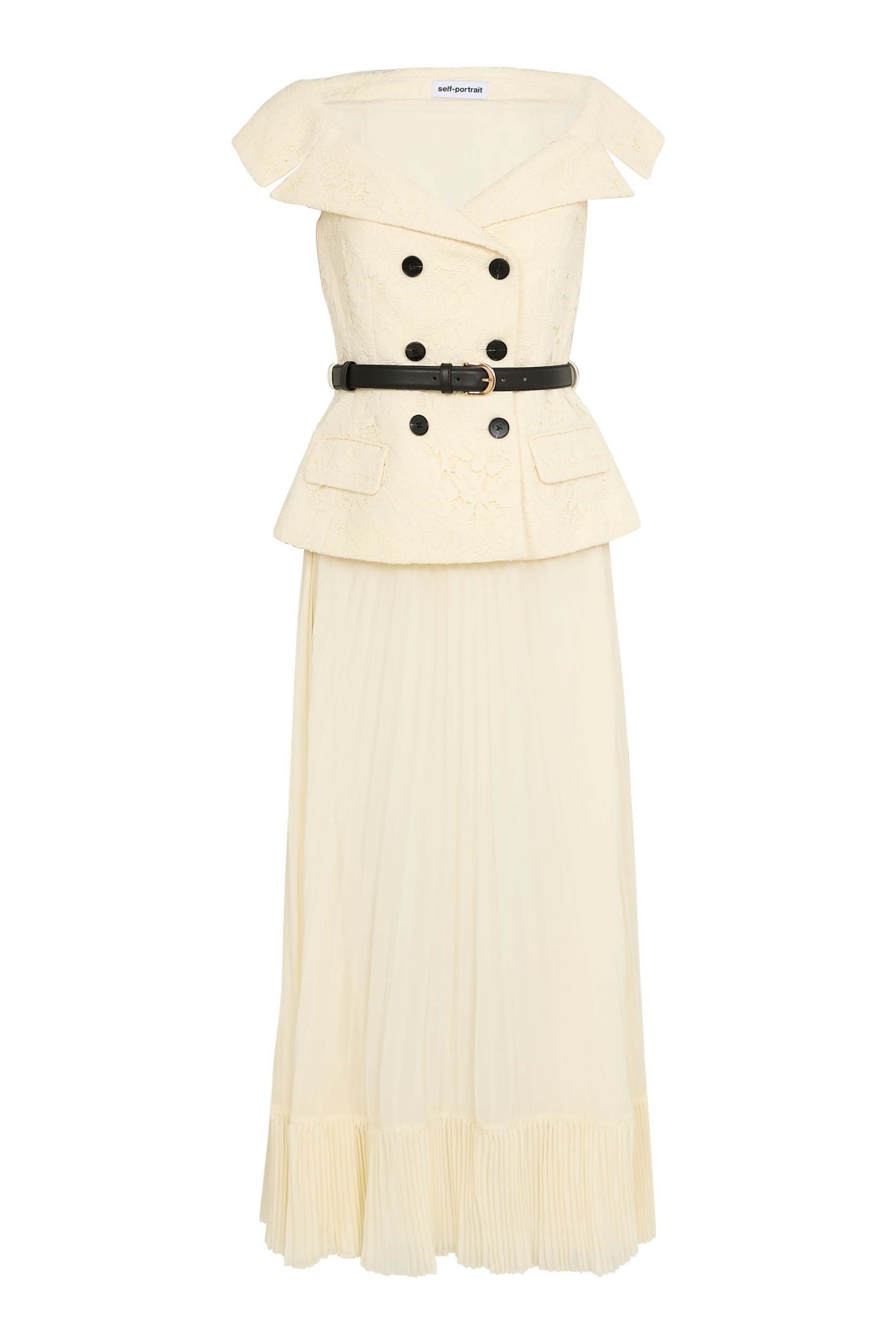 فستان متوسط الطول شيفون ودانتيل