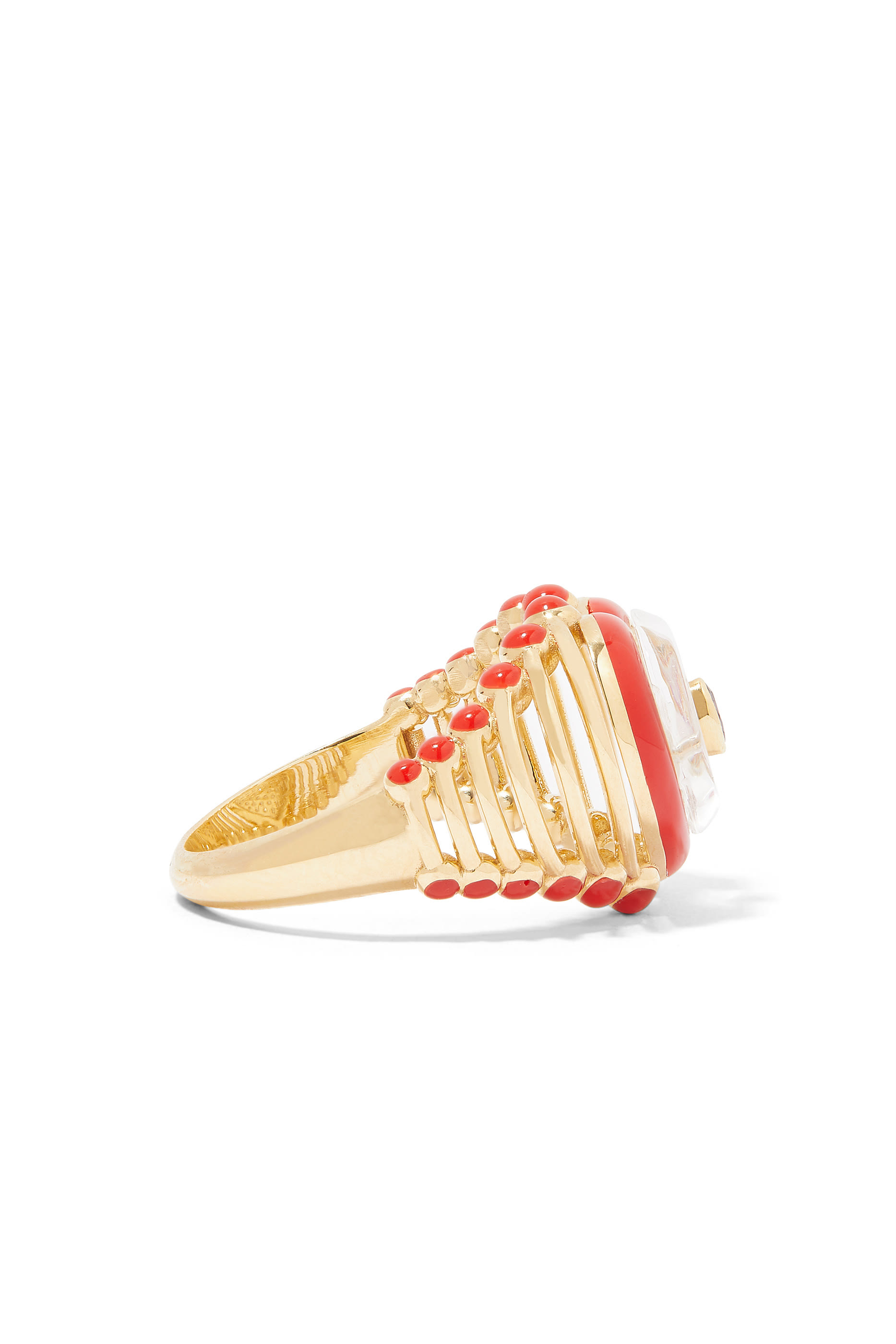 خاتم ذرة الهيدروجين مينا وماس وذهب أصفر عيار 18