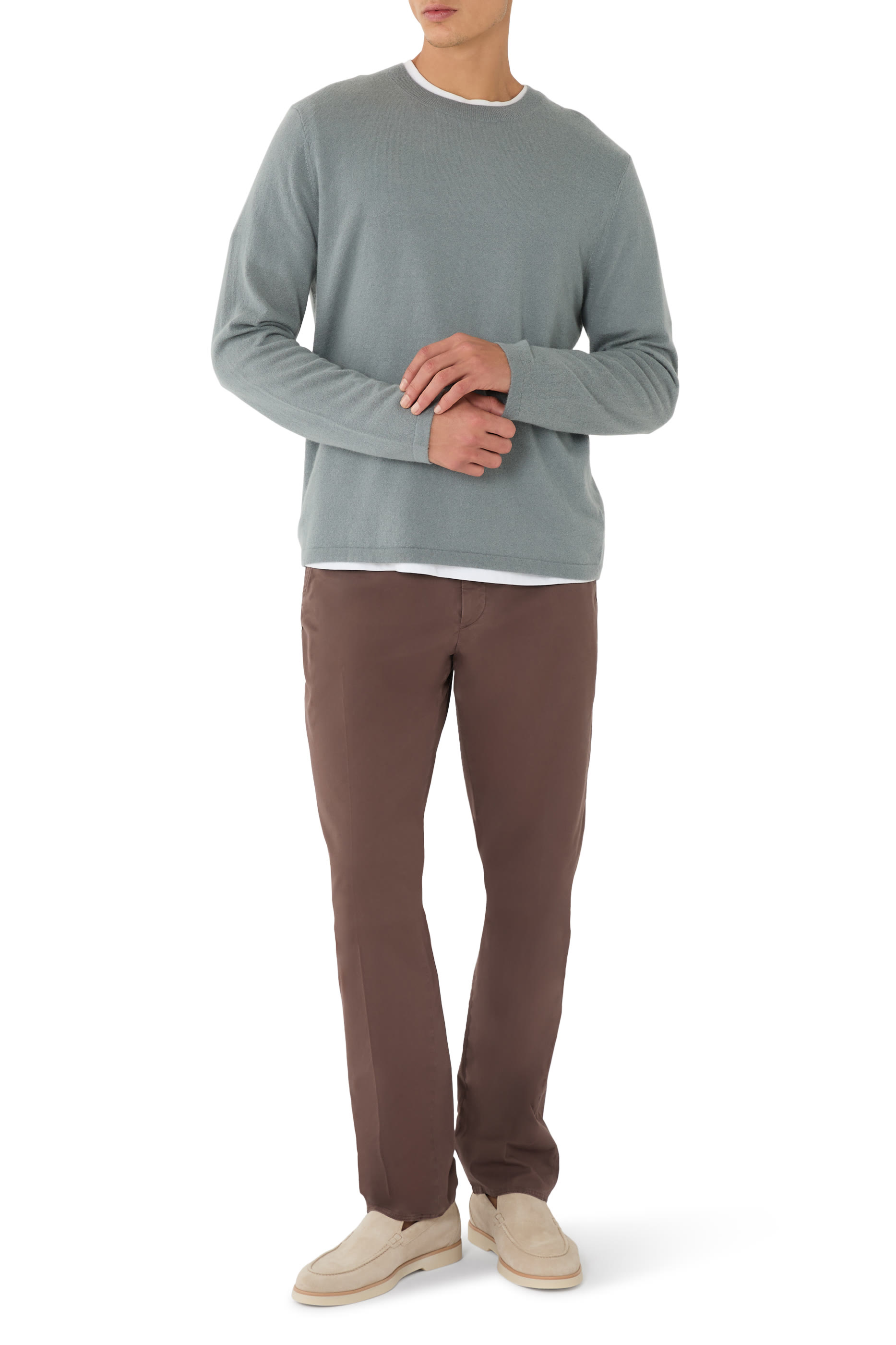 Cashmere-Silk Crew Neck Sweater
