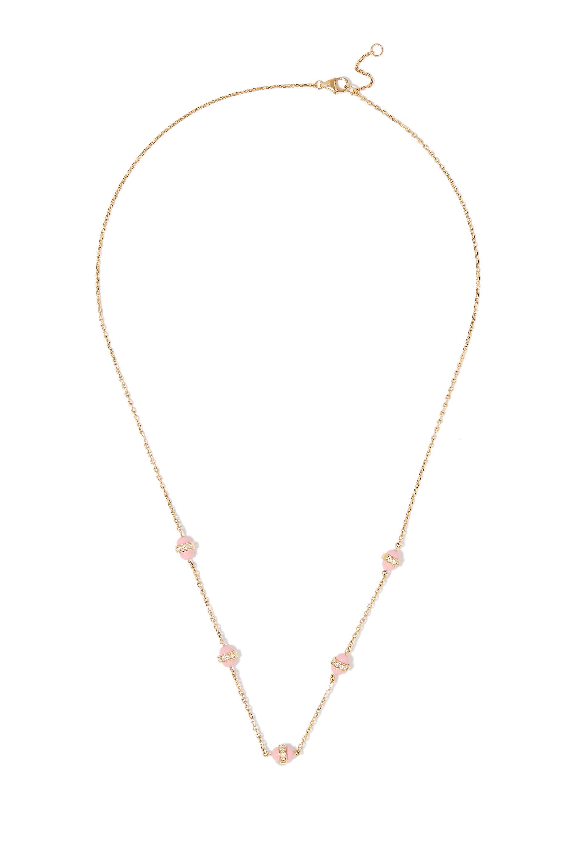 قلادة اتومز بخمسة نقاط بمينا مرصعة بماس ذهب أصفر عيار 18