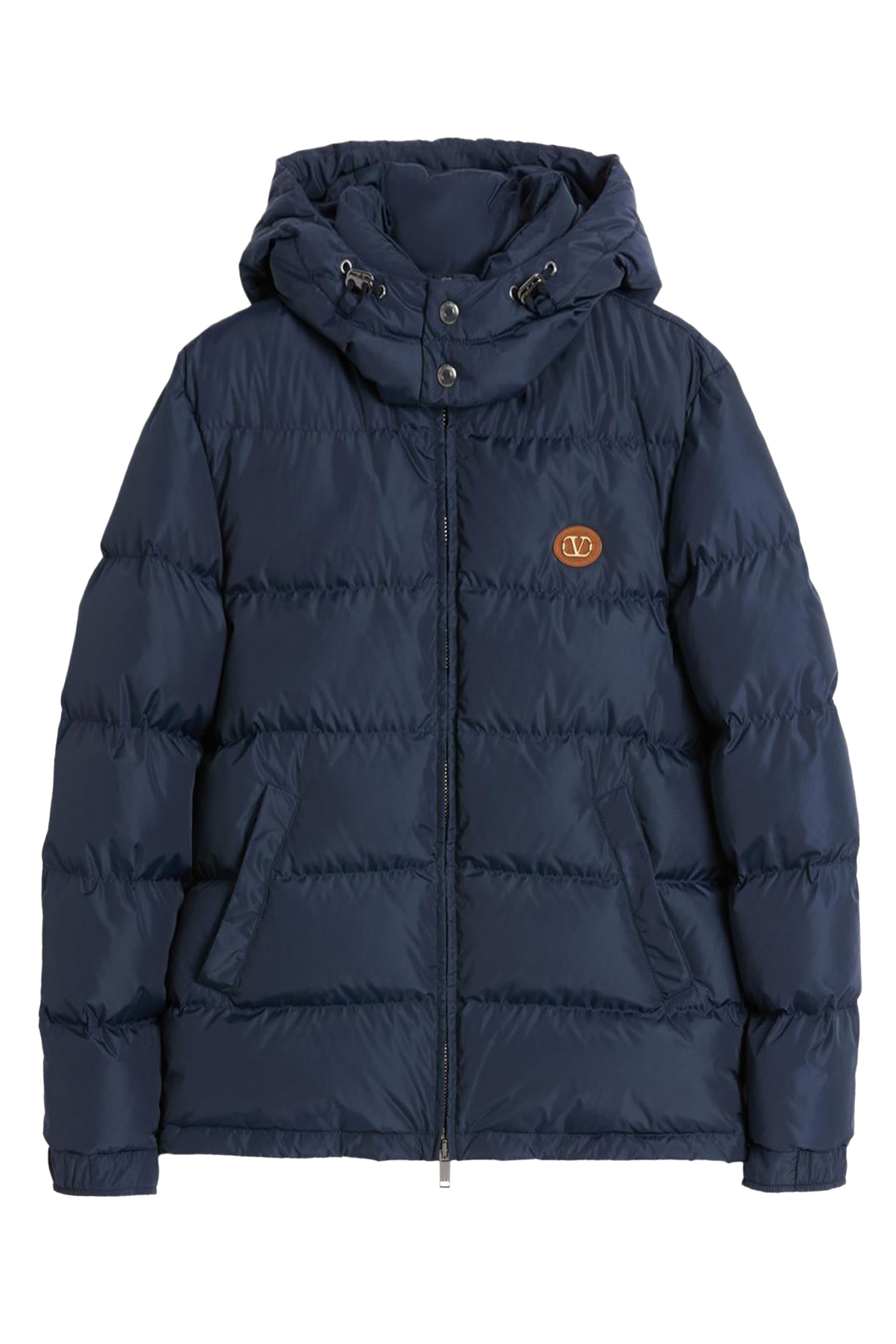 جاكيت مبطن بغطاء للرأس ورقعة شعار الماركة نايلون